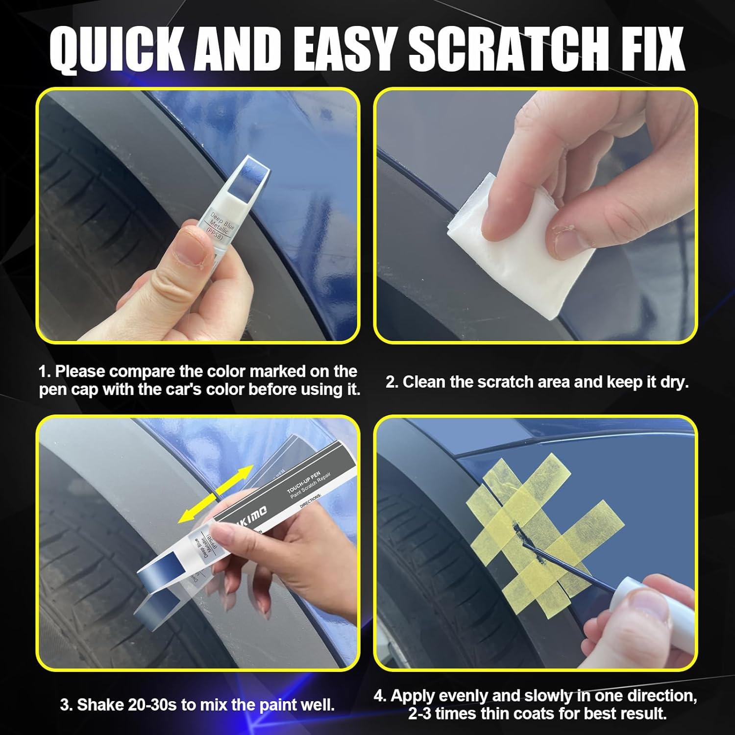 KIKIMO for Tesla Touch up Paint(Pearl White Multi-Coat(Ppsw)), Car Paint Repair Kit for Tesla Model Y/3/S/X, 2 in 1 Scratches Repair with Pen Tip and Brush, Color-Matched for Quick & Easy Fix - Red Multi-Coat(Ppmr) image number 4