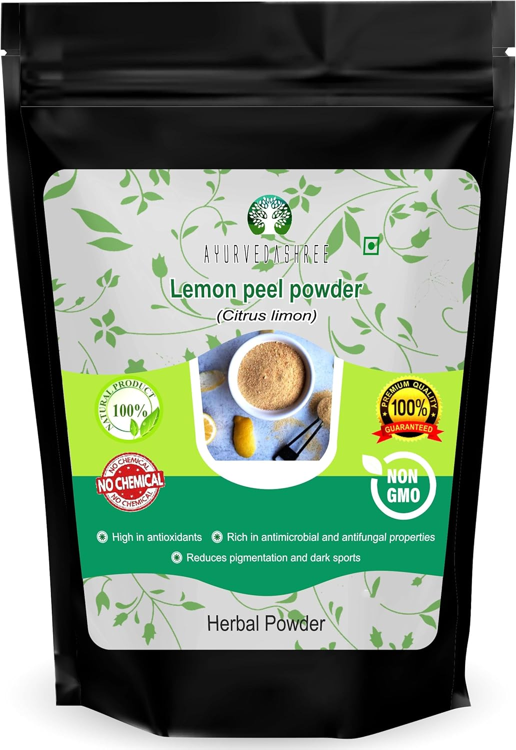 AYURVEDASHREE Lemon Peel Powder 50 Gm 100% Pure Processed from Sun Shade Dried Lemon Peel