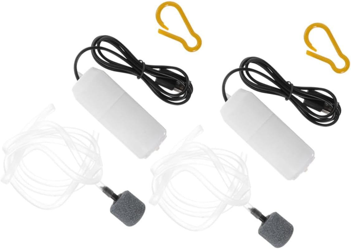 CLISPEED 2 Sets Rechargeable USB Aquarium Air Pump Fish Tank Bubbler Oxygen-Increasing Quiet Small Aerator for Indoor Aquariums and Aquatic Plants Random Color image number 1