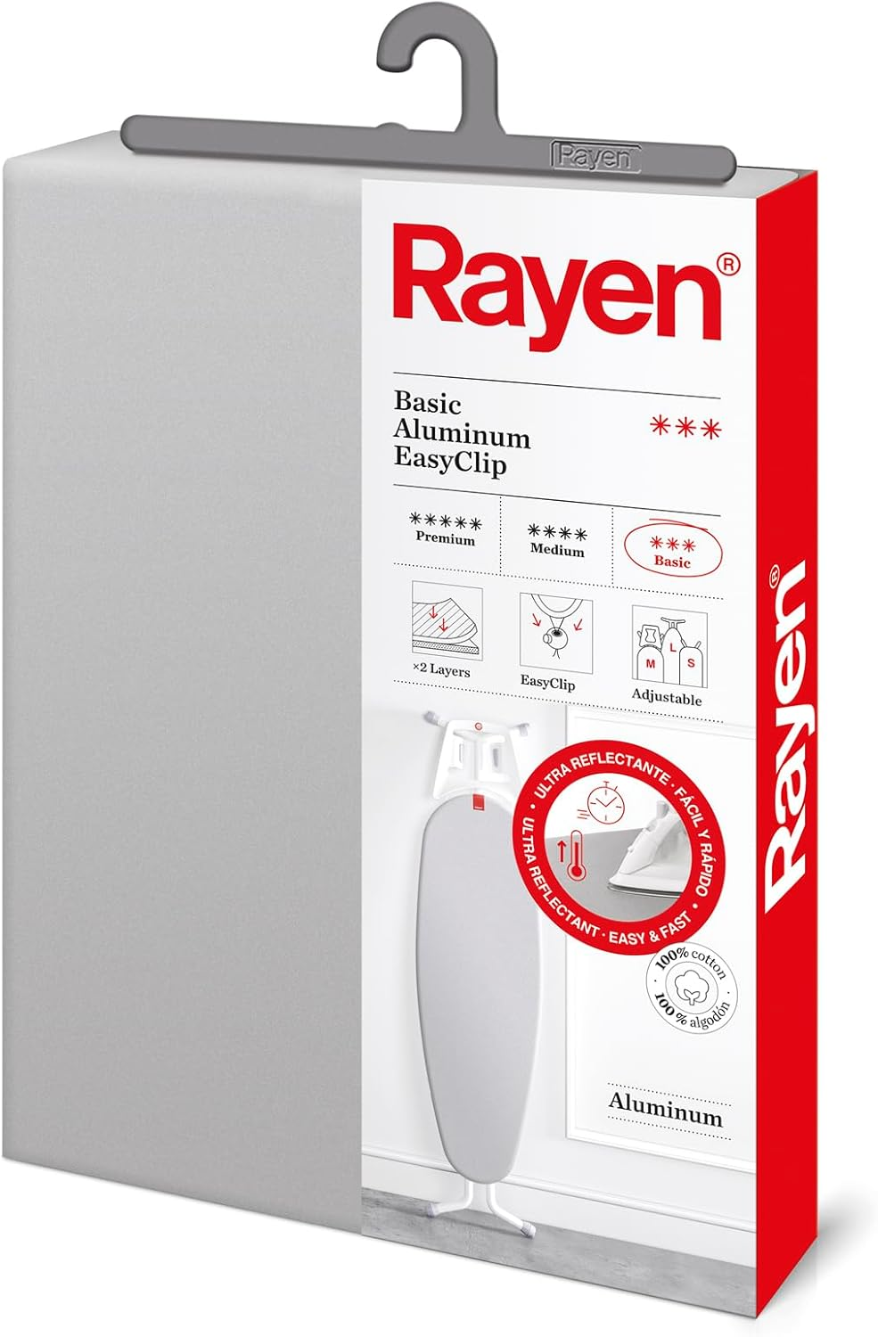 Rayen 6151.01 Adjustable Ironing Board Cover, 115X38 Cm, Light Grey Metallic image number 3