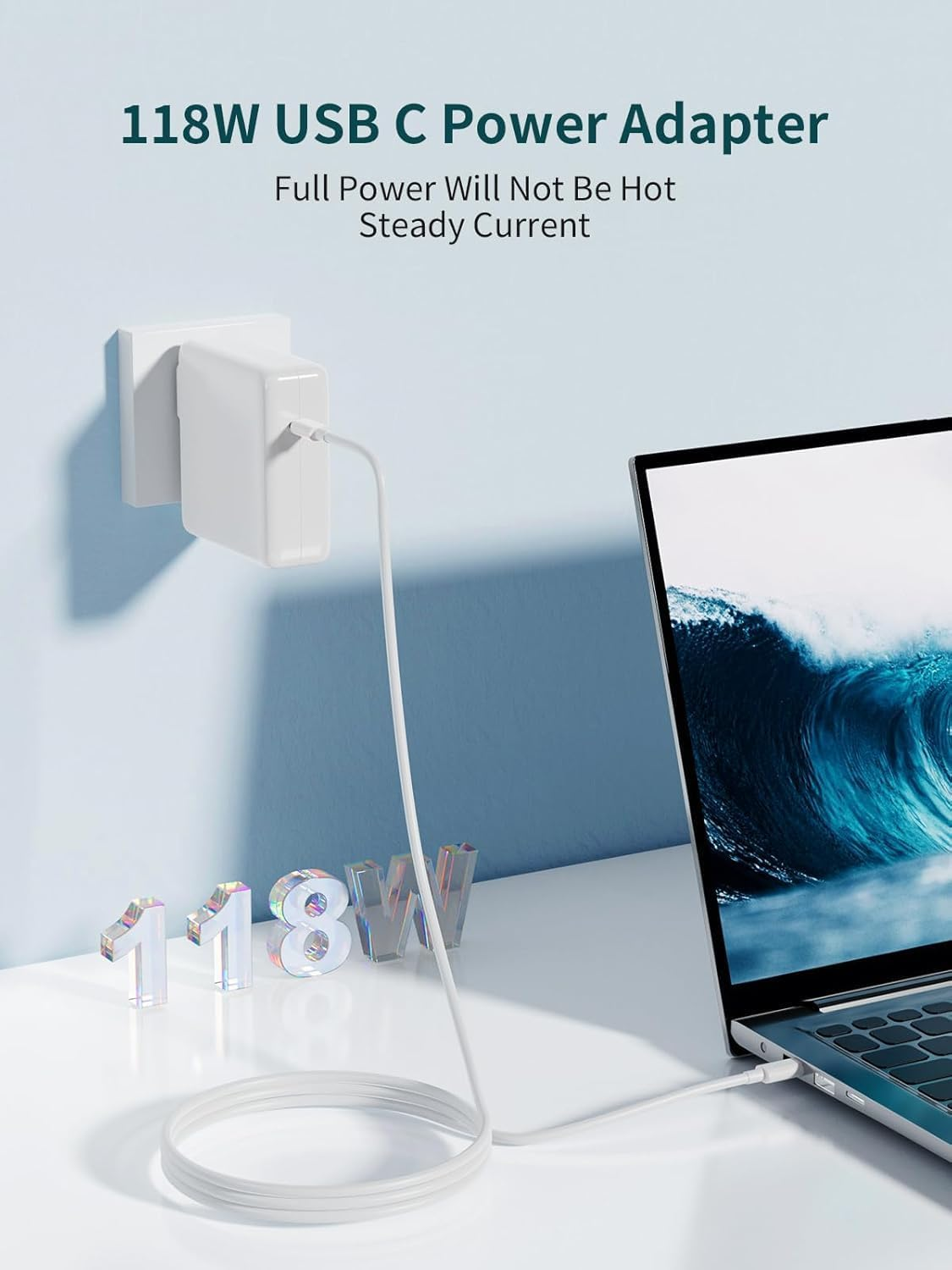 120W/118W USB C Power Adapter for Macbook Air/Pro Compatible with USB C Port Laptop Charger, Macbook Air Charger, Ipad Pro Charger Type C Adapter Power Supply Cord AU Plug image number 2