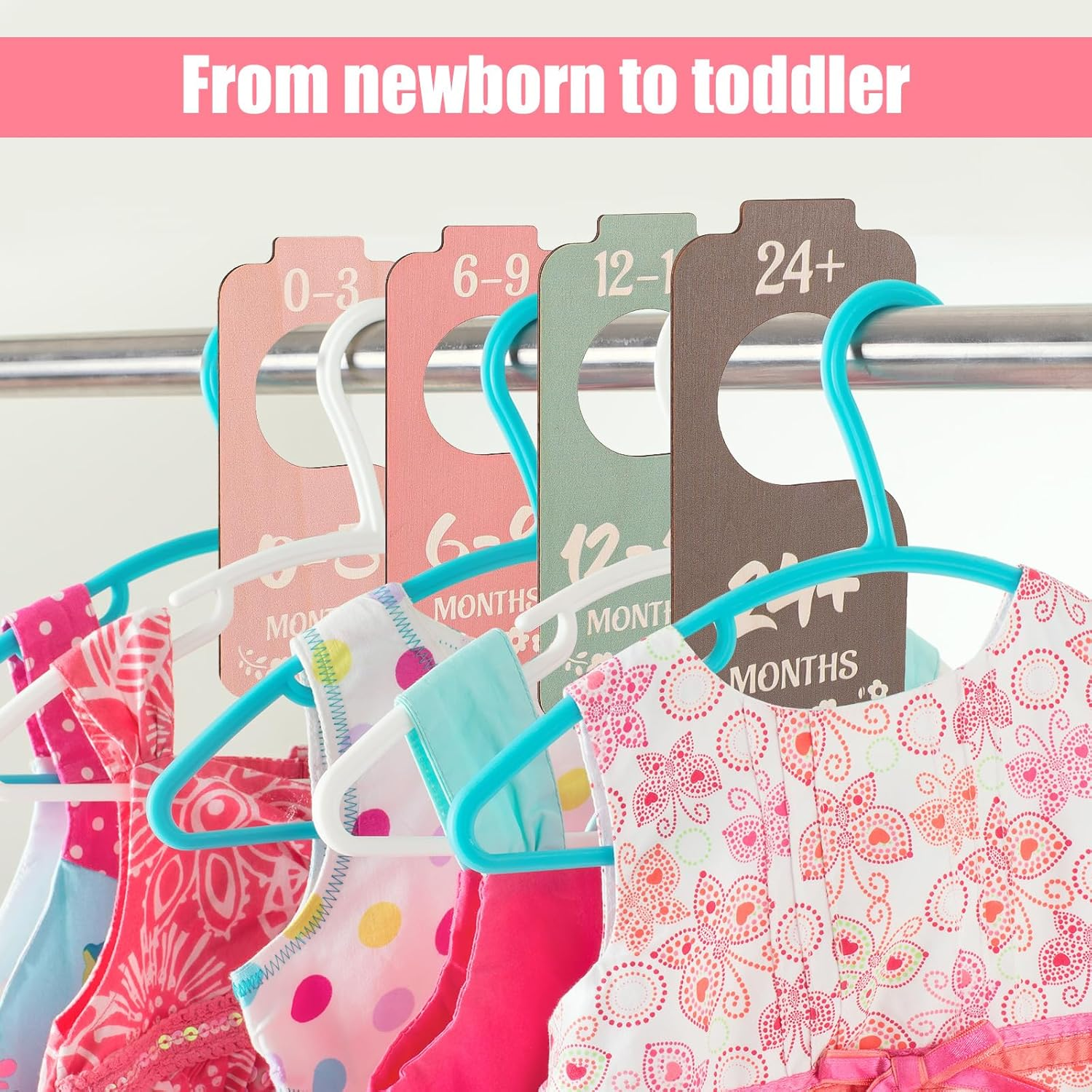 Gosknor 8Pcs Baby Clothes Dividers, Wooden Baby Wardrobe Dividers Double-Sided Baby Closet Dividers Closet Hangers Dividers Baby Clothes Organizer Dividers from Newborn to Toddler image number 4