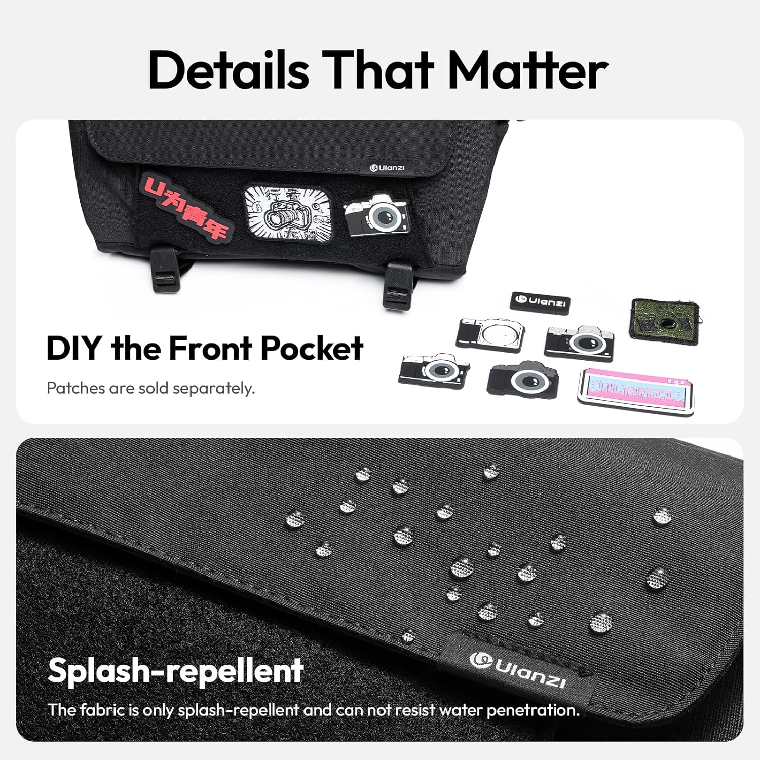 ULANZI BP11 8L Camera Sling Bag with Tripod Holder for Men Women, Lightweight Splash-Proof Dslr/Mirrorless Anti-Theft Crossbody Bag for Travel Hiking Photography Customizable Front Pocket Camera Bag image number 5