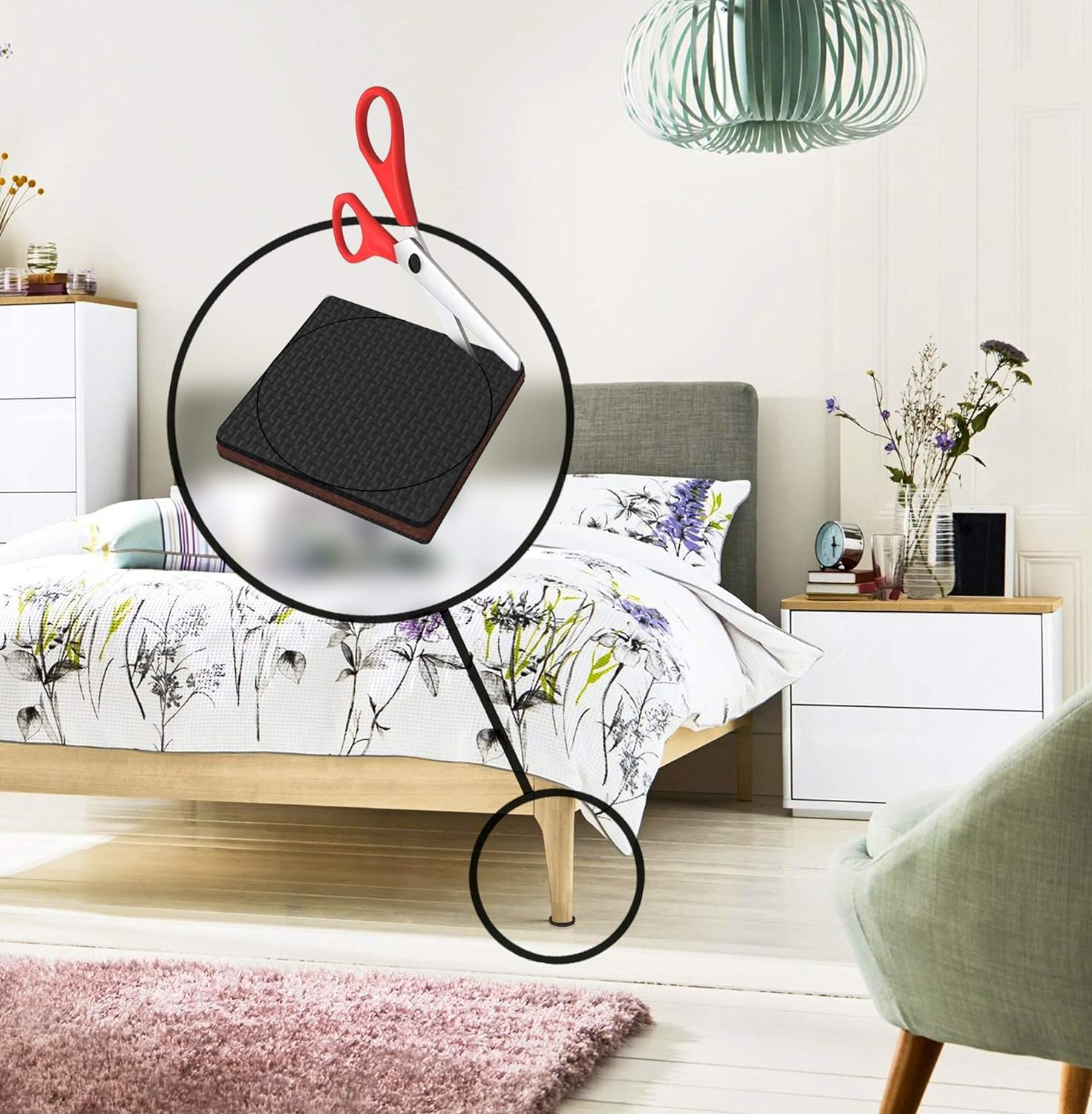 Gorillapads Non-Slip Furniture Pads/Grippers, Rubber Floor Protectors for under Furniture, Black (2.5" Pre-Scored) image number 1