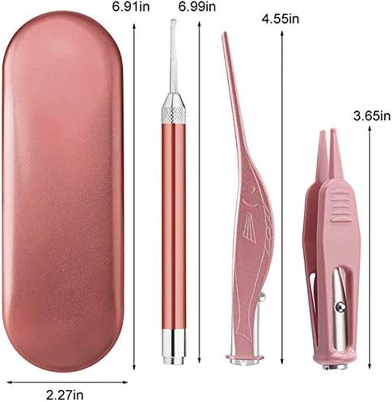 3 Pcs Earwax Removal Tools, Earwax Spoon & Nose Cleaning Tweezers Clip with LED Flash Light, Ear Pick Cleaner Kit with Storage Box, Safety Ear & Nose Health Care Clean Accessories for Baby Kids Adult image number 2