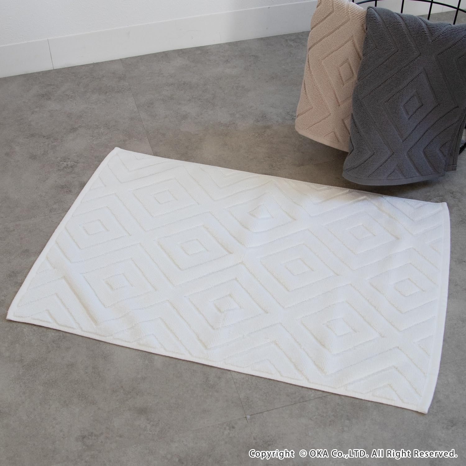 Oka Aeri Towel Bath Mat, Approx. 15.7 X 23.6 Inches (40 X 60 Cm), Beige, Absorbent, Quick Drying, Washable, Safe, Inn, Hotel, Stylish, Foot Cleaning Mat image number 5