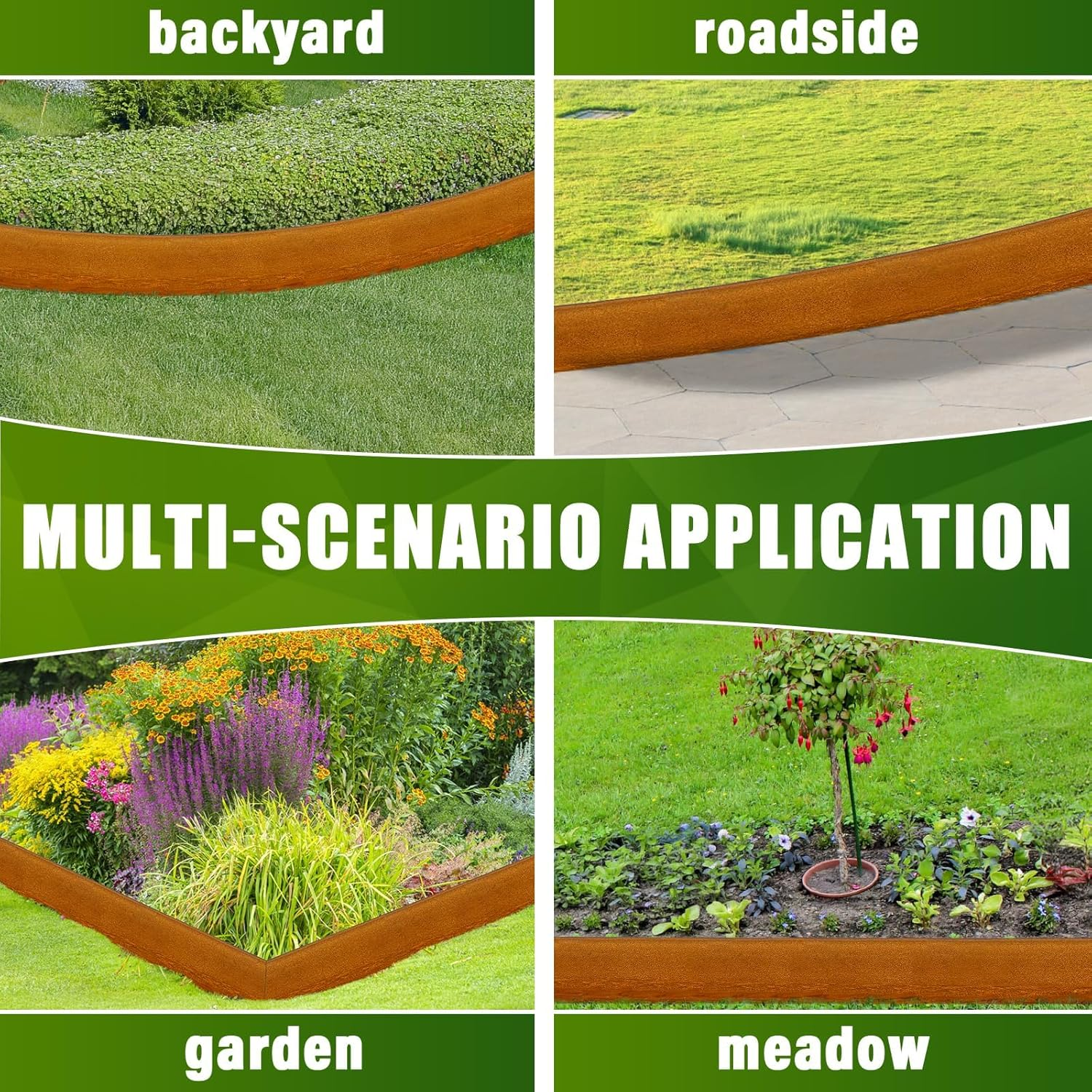 6M Landscape Edging, 15Cm/20Cm/25.4Cm Height Corten Steel Edging Steel Garden Bed Metal Border Edge Rusted Rustic Patina 100 Cm Strips for Yard Lawn Outdoor Flower Plant Vegetable - 20.4Cmheight image number 3