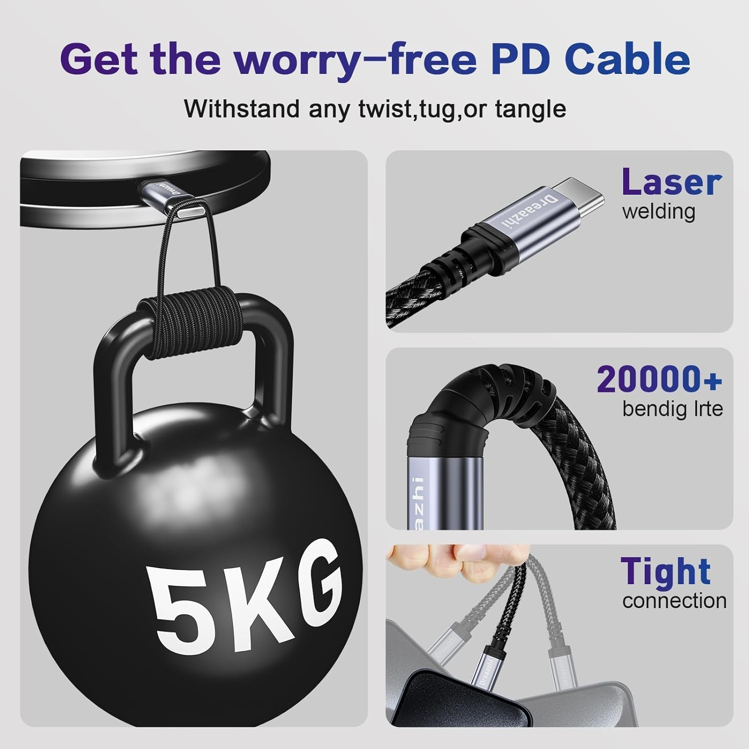 Dreaazhi USB to USB C Cable 1M, USB 3.1 Gen 2 Cable Fast Charging with 10 Gbps Data Transfer,Android Auto Cable for Iphone 16/15, Galaxy Note 8, S8, S9, S10, Sony XZ, LG V20, HTC, SSD, Etc image number 2