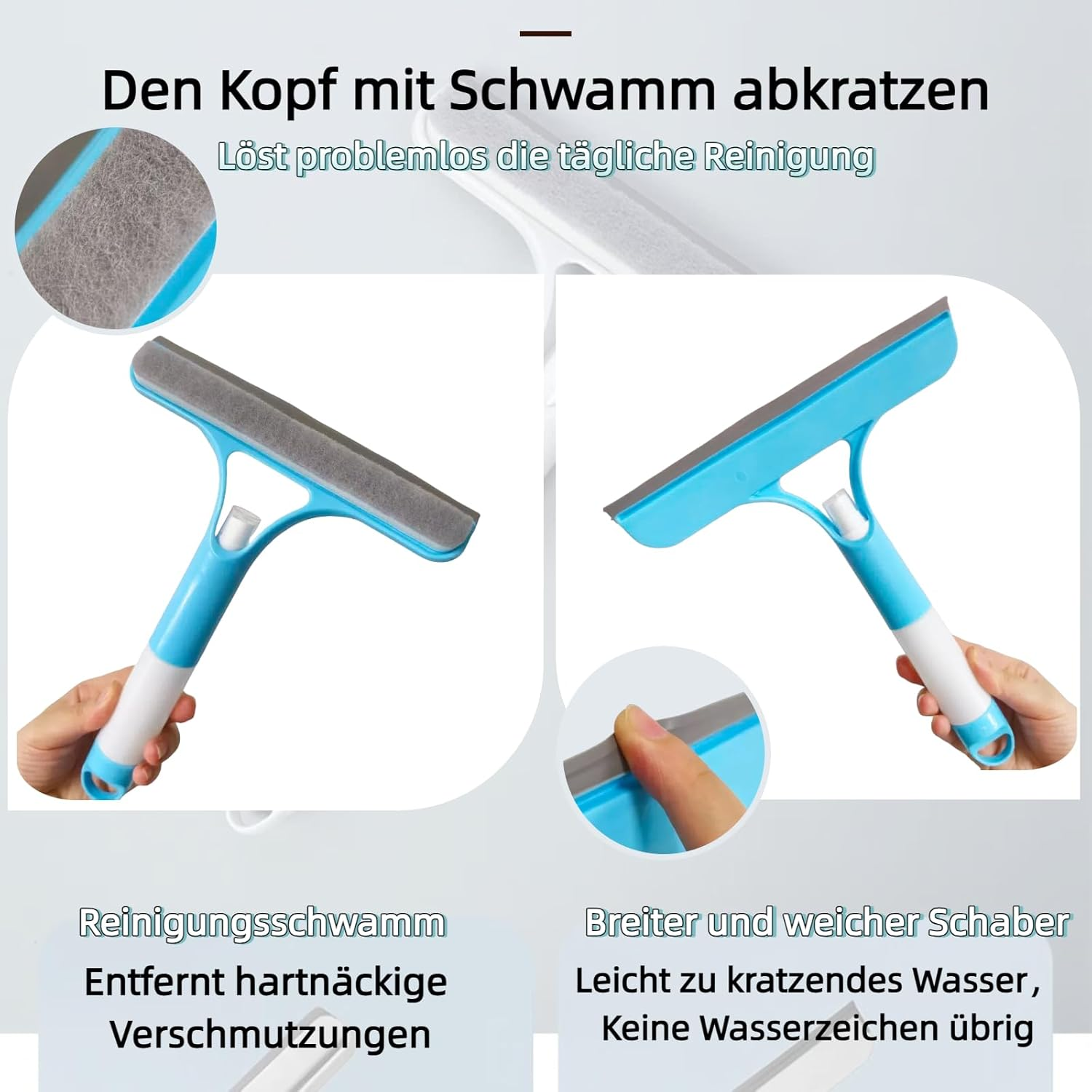 3-In-1 Window Squeegee and Shower Squeegee with Spray Bottle & Sponge, Ergonomic Glass Cleaner and Scraper for Shower Enclosures, Car Windows, Mirrors, Streak-Free Cleaning Tool image number 6