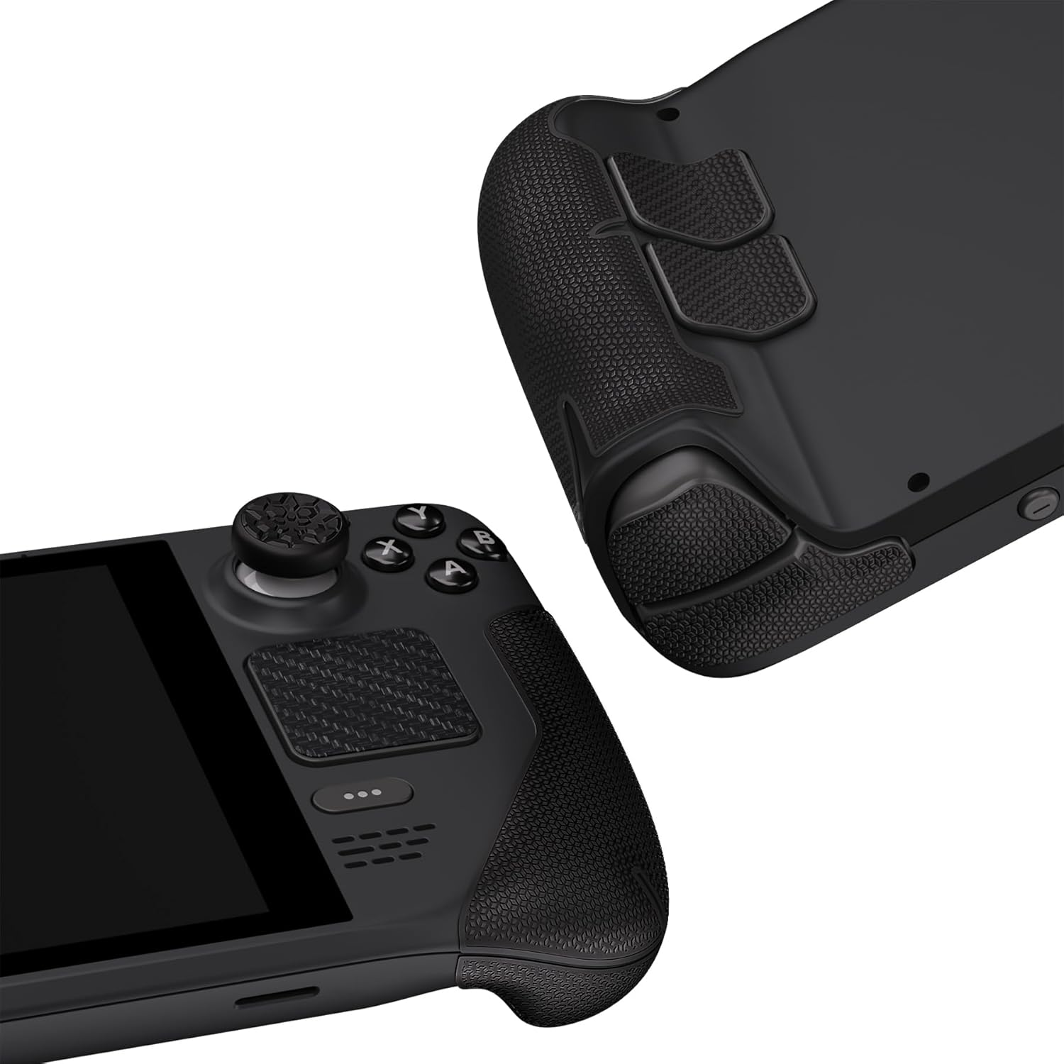 Playvital Premium Split Handle Grips for Steam Deck LCD & OLED - Soft Rubber Pads, Trackpads Skin, Trigger Back Button with Thumb Grips - Hexagonal Diamond Textured Lovely Punky Bunny