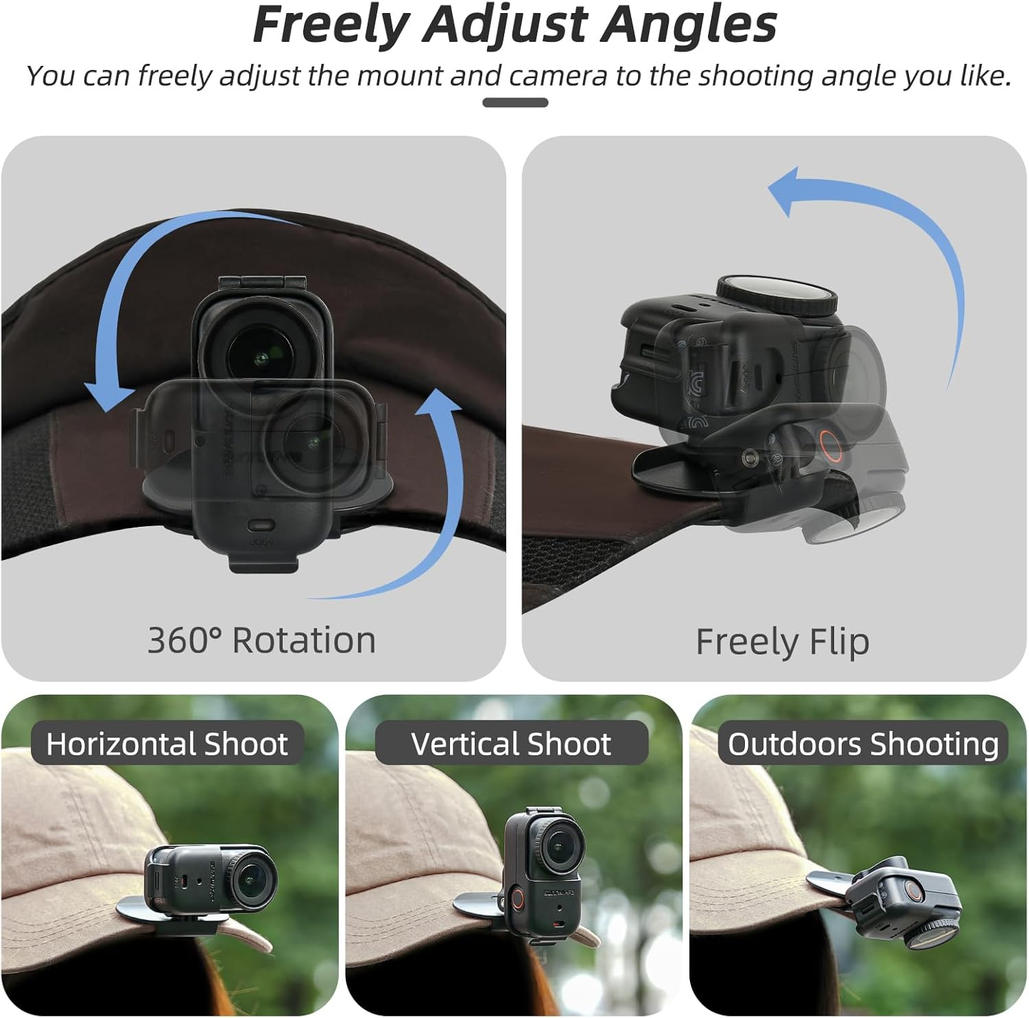 Sinyutia Camera Hat Clip for DJI Osmo Nano, Vertical & Horizontal Adjustable Baseball Cap Mount Bracket for DJI Osmo Nano Accessories, Quick Release Hat Mount