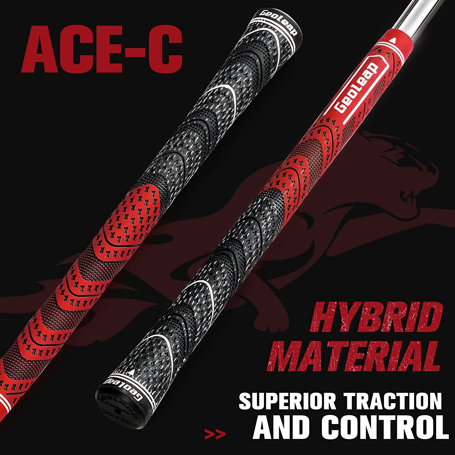 Geoleap Golf Grips Set of 13- Cord Rubber Compound Material, Hybrid Golf Club Grips, All Weather Performance. image number 6