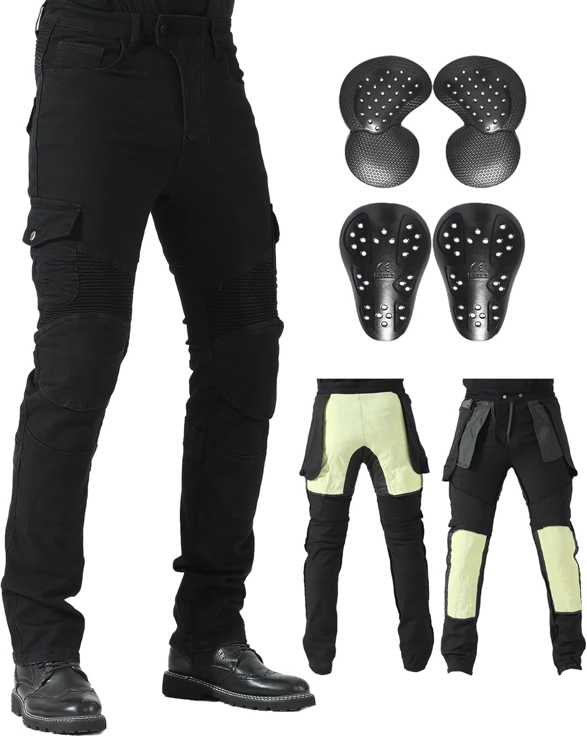 Ctbqitom Motorcycle Pants for Men with Protective Lining for Motocross Motorbike Dirt Bike Jeans CE Armored Riding Pants