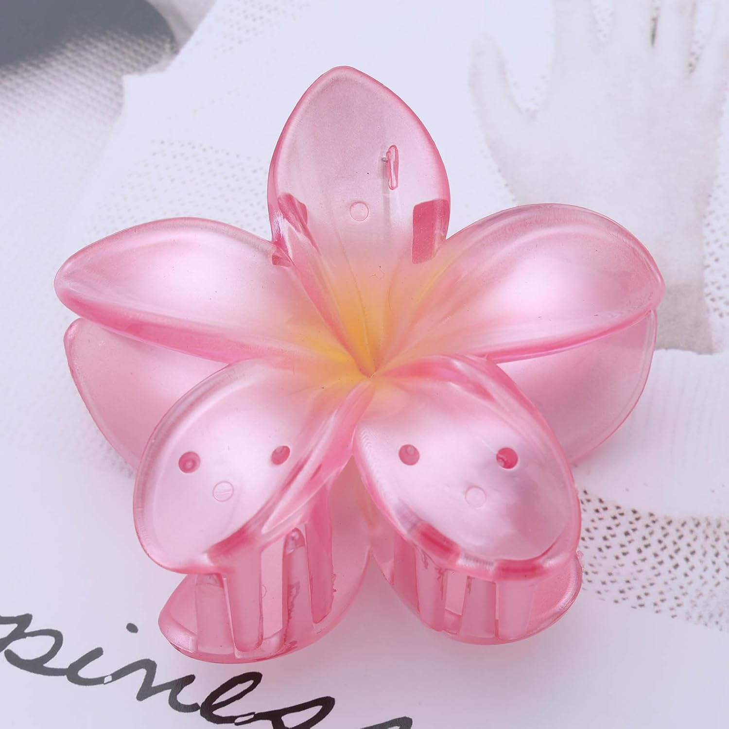 Inateannal Flower Hair Clips for Women Thick Hair Large Pink Flower Claw Clips Hawaiian Floral Hair Accessories Strong Hold Non-Slip Hair Clips Summer Beach Floral Claw Barrette