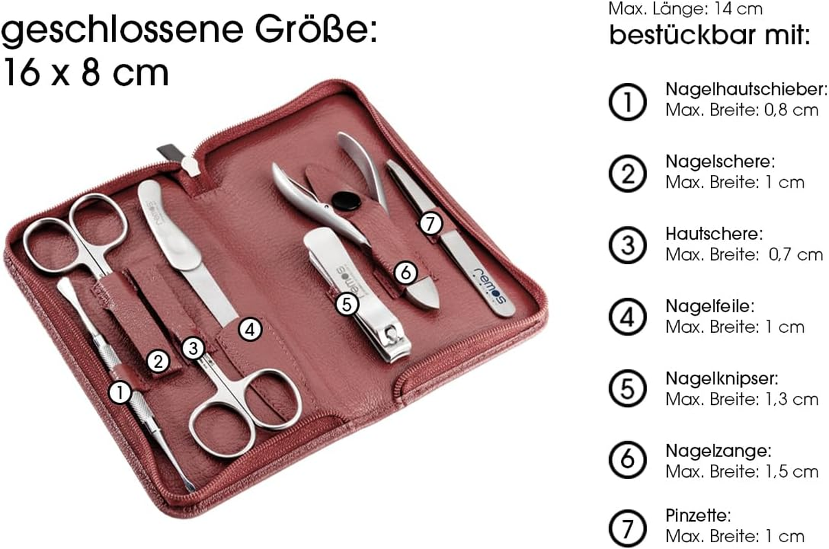 Nail Set "PAN" Empty Leather Red for Scissors, Files, Tweezers, Pushers image number 2