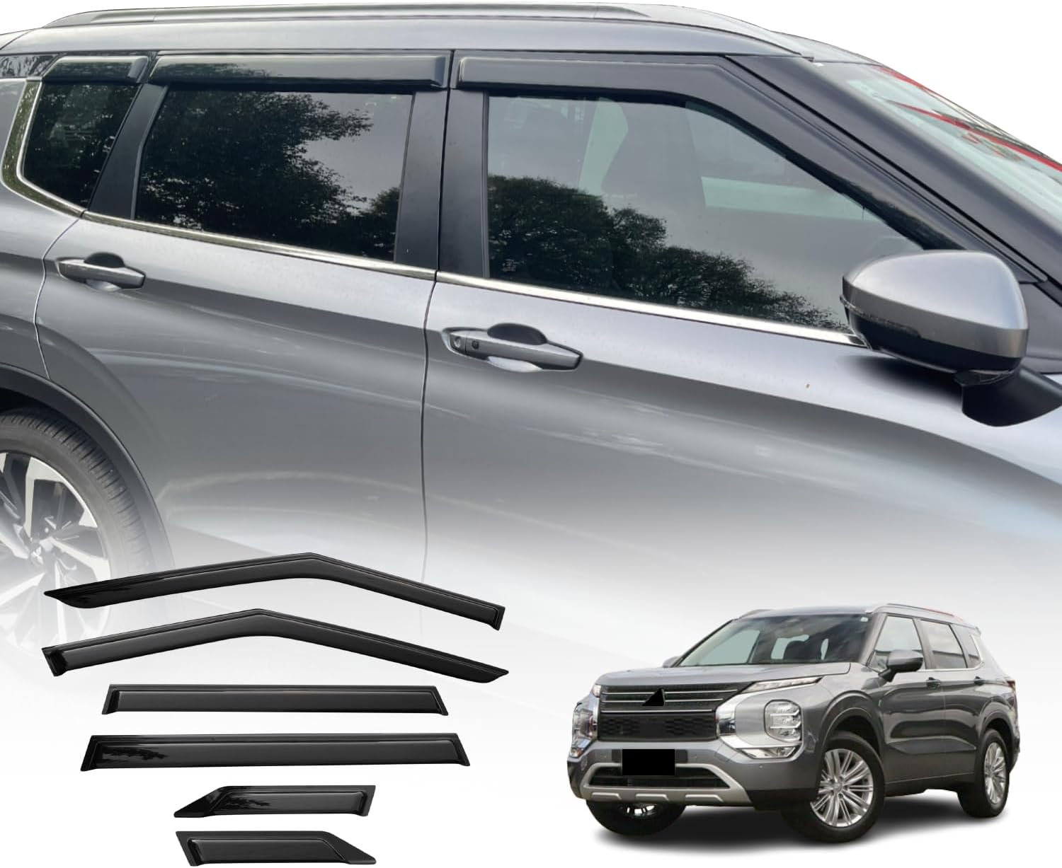 OAD4X4 Weathershields Compatible with Mitsubishi Outlander ZM Series 2021-Onwards, Weather Shields Window Visors Wind Deflectors Sun Rain Guard 6PCS Set image number 1