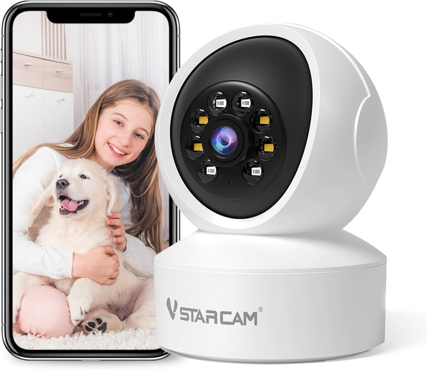 VSTARCAM Dog Camera with App Colour Night Vision Wifi Camera 2K Security Camera, Indoor Camera for Pets, Dogs, Baby Monitor Compatible, Two-Way Audio, Car Tracking, Motion Detection 02 image number 4