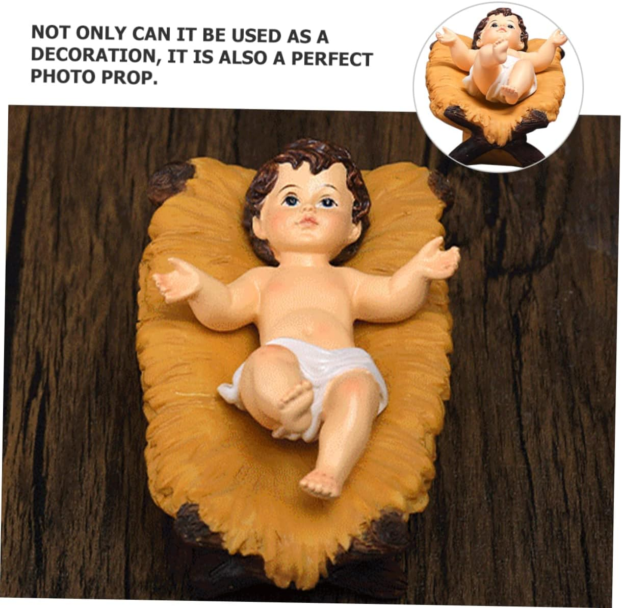 Jesus Figurine Ornament Religious Christmas Decoration for Home Photography Prop Resin Craft for Nativity Scene Unique Holiday Celebrations image number 5