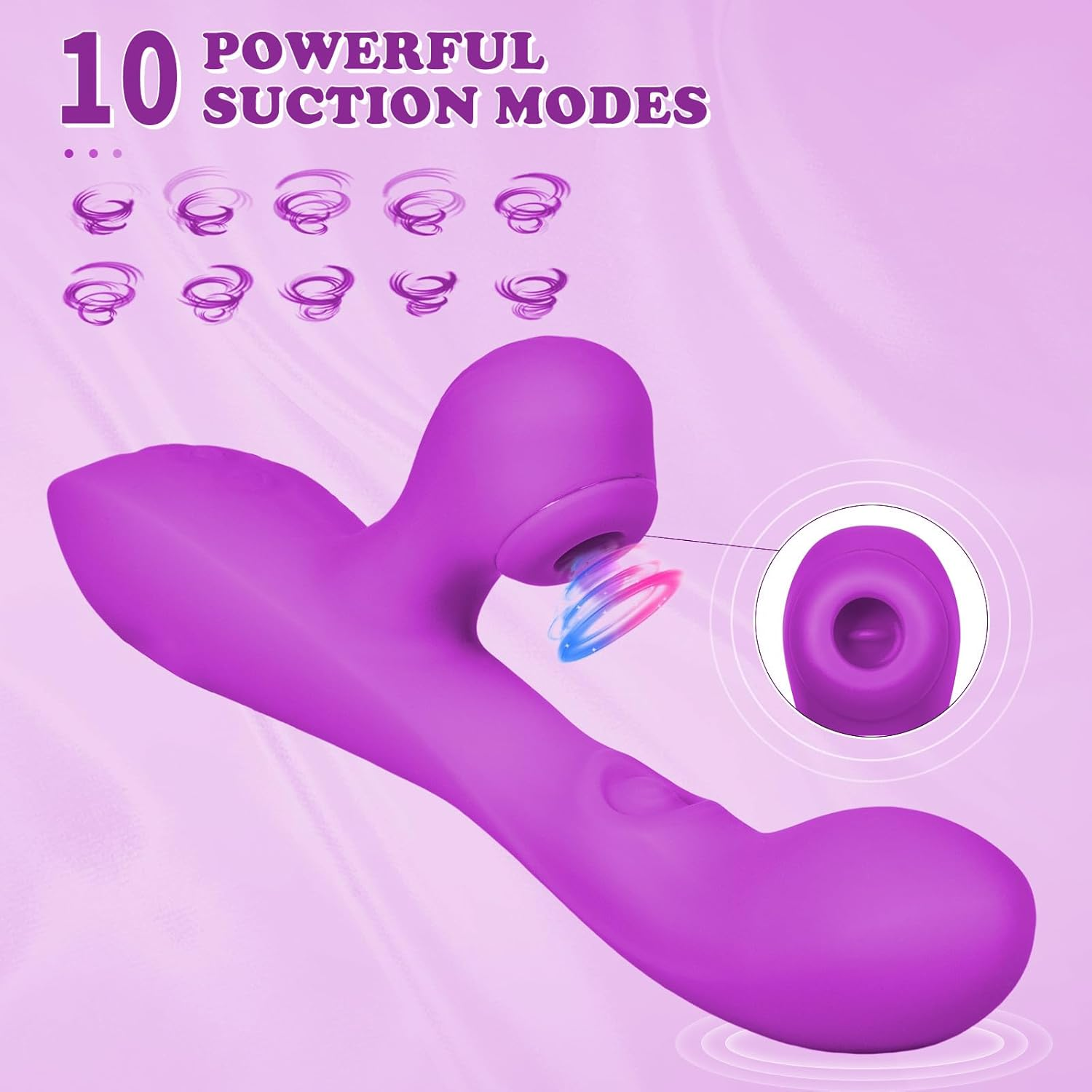 ZEZELIFE 3 in 1 Rabbit Vibrator Sex Toys for Women, 10 Vibration & 5 Suction & 5 Pulse Modes, G-Spot Dildo with Clitoral Nipple Stimulator, 3 Motor Vaginal Sex Toys, Erotic Toys for Couples Pleasure (Purple) image number 6