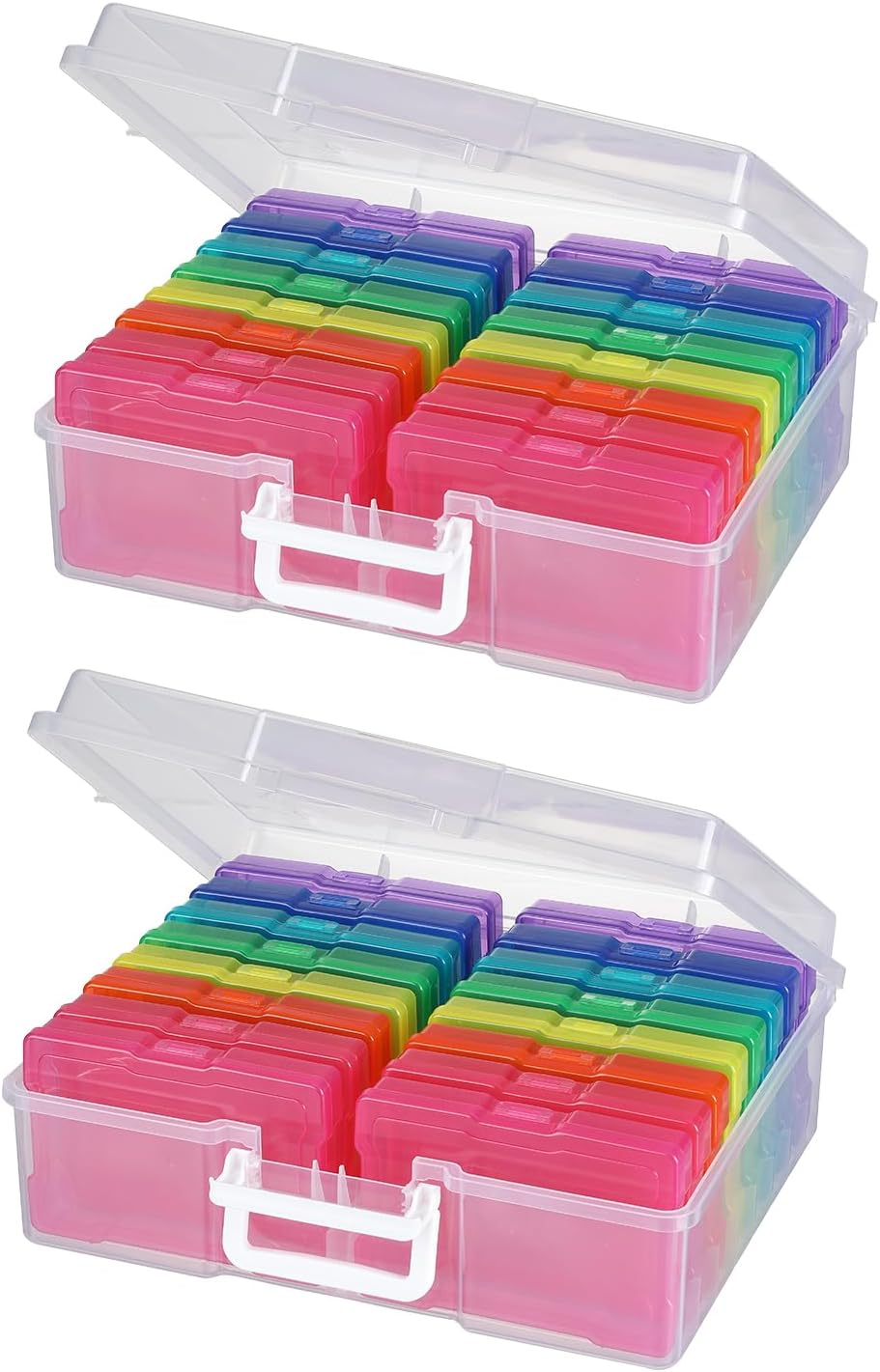 Novelinks Transparent 4" X 6" Photo Storage Boxes - 16 Inner Photo Organizer Cases Photo Keeper Picture Storage Containers Box for Photos (Cool-Colored)