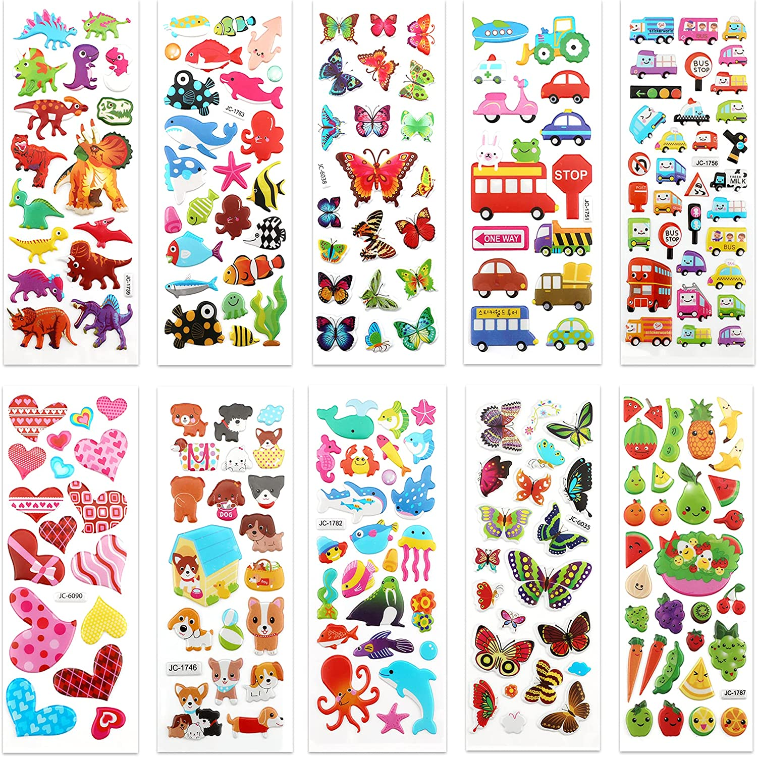 SAVITA 3D Stickers for Kids & Toddlers 500+ Puffy Stickers Variety Pack for Scrapbooking Bullet Journal Including Animal, Numbers, Fruits, Fish, Dinosaurs, Cars and More&hellip; image number 2