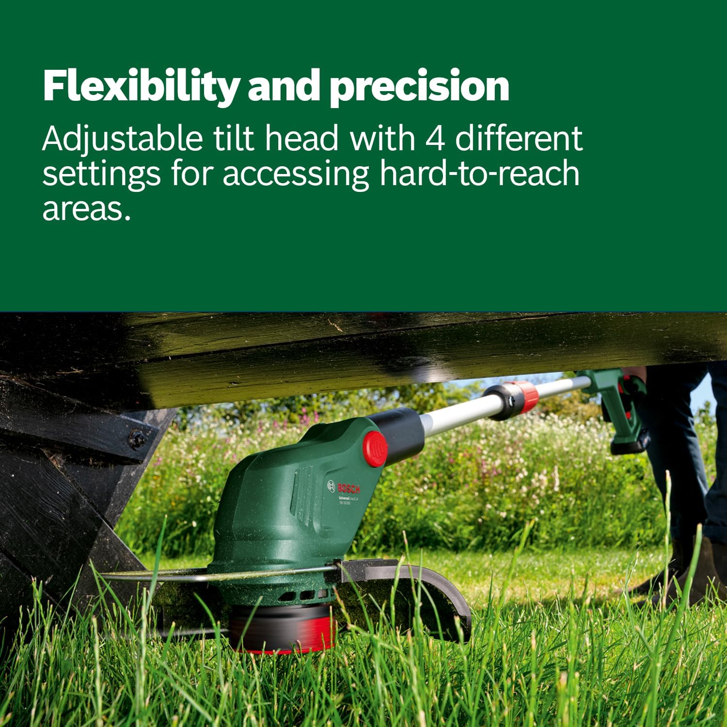 Bosch 18V Cordless Lawn Grass Line Trimmer Whipper Snipper without Battery, 26Cm, Telescopic Shaft, Edging Function (Universalgrasscut 18V-26-500)