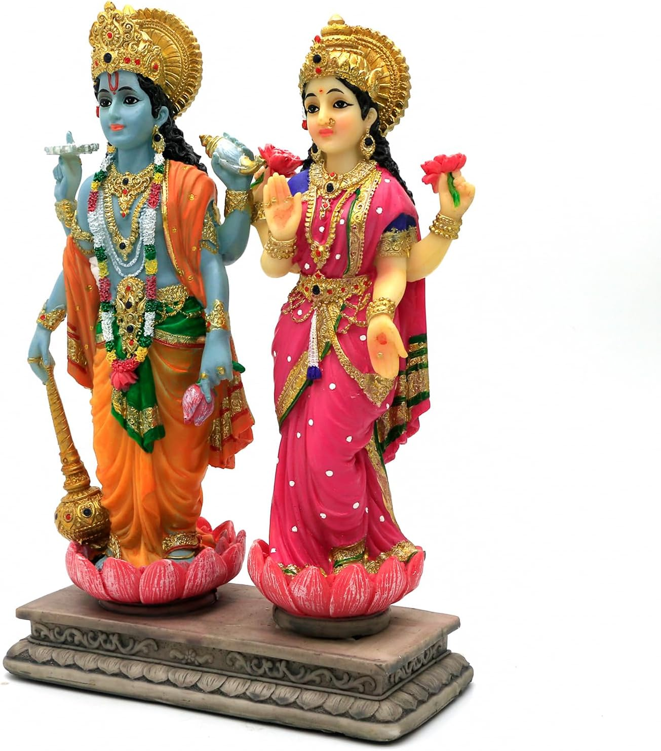 Hindu God Lakshmi Narayan Statue - 8.8&rdquo; H Laxmi Narayan Sculpture Indian Diwali Pooja Item Murti Gifts for Indian Couple Friends Family Diwali Gifts Home Office Mandir Temple Puja Decor image number 3