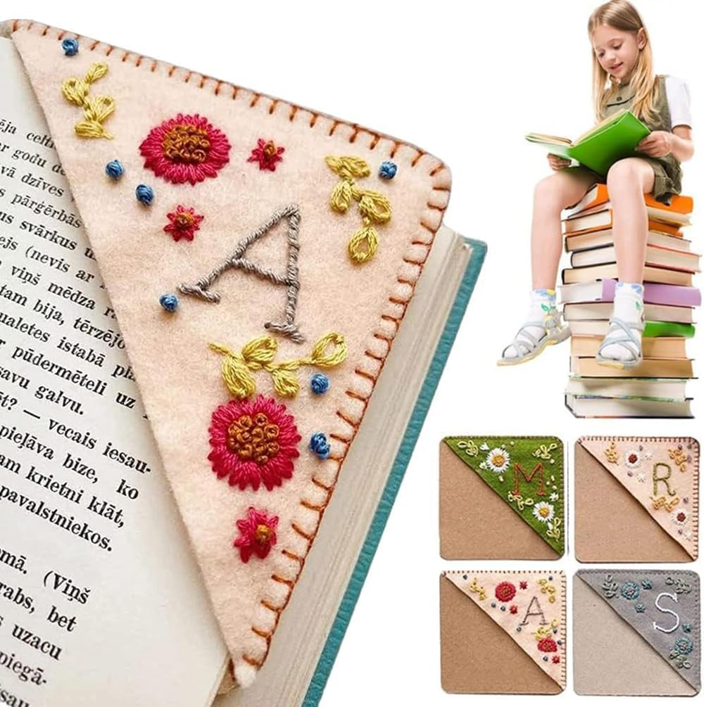 Heatunk Custom Embroidered Corner Bookmark with Personalized Letters - Perfect for Book Lovers and Thoughtful Gifts (Autumn,A)