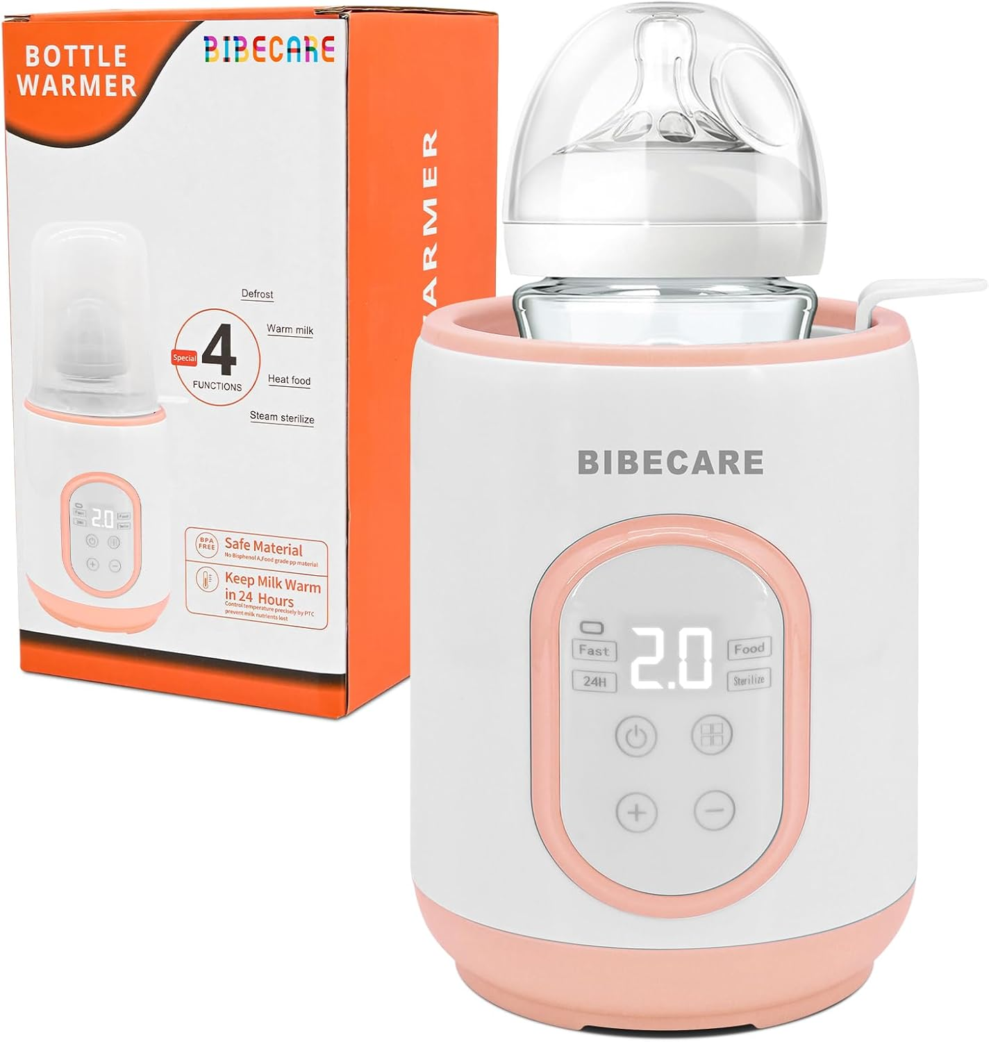 Bottle Warmer, Baby Fast Bottle Warmer for Breastmilk & Formula with Temp Display&Timer Function, Volume-Based Heating for 60ML&ndash;240ML Bottles, Accurate Temp Control, Keep Warm 48H