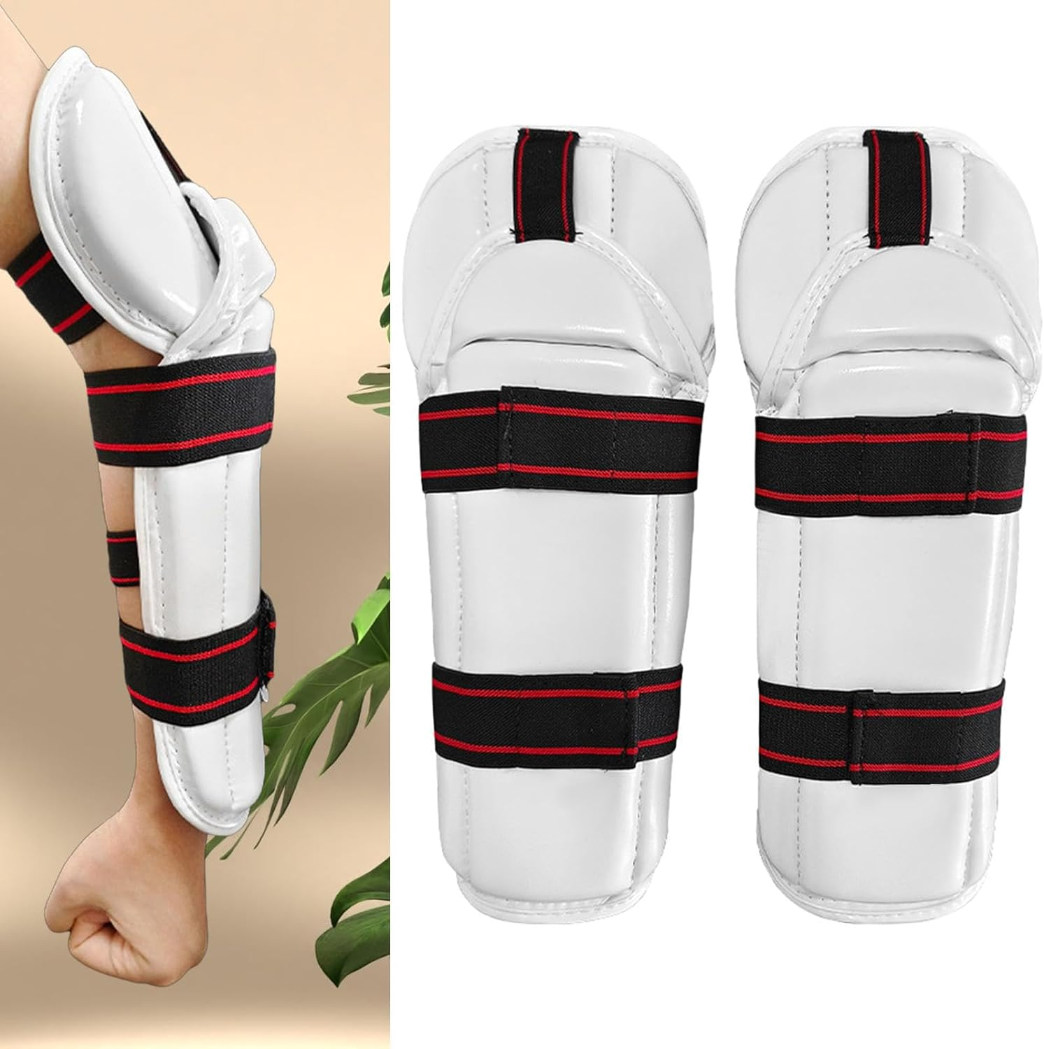 Taekwondo Shin Protector Taekwondo Arm Shin Guards, Elastic Strap Padded Protective Gear for Martial Arts Sports Adult Kids image number 3
