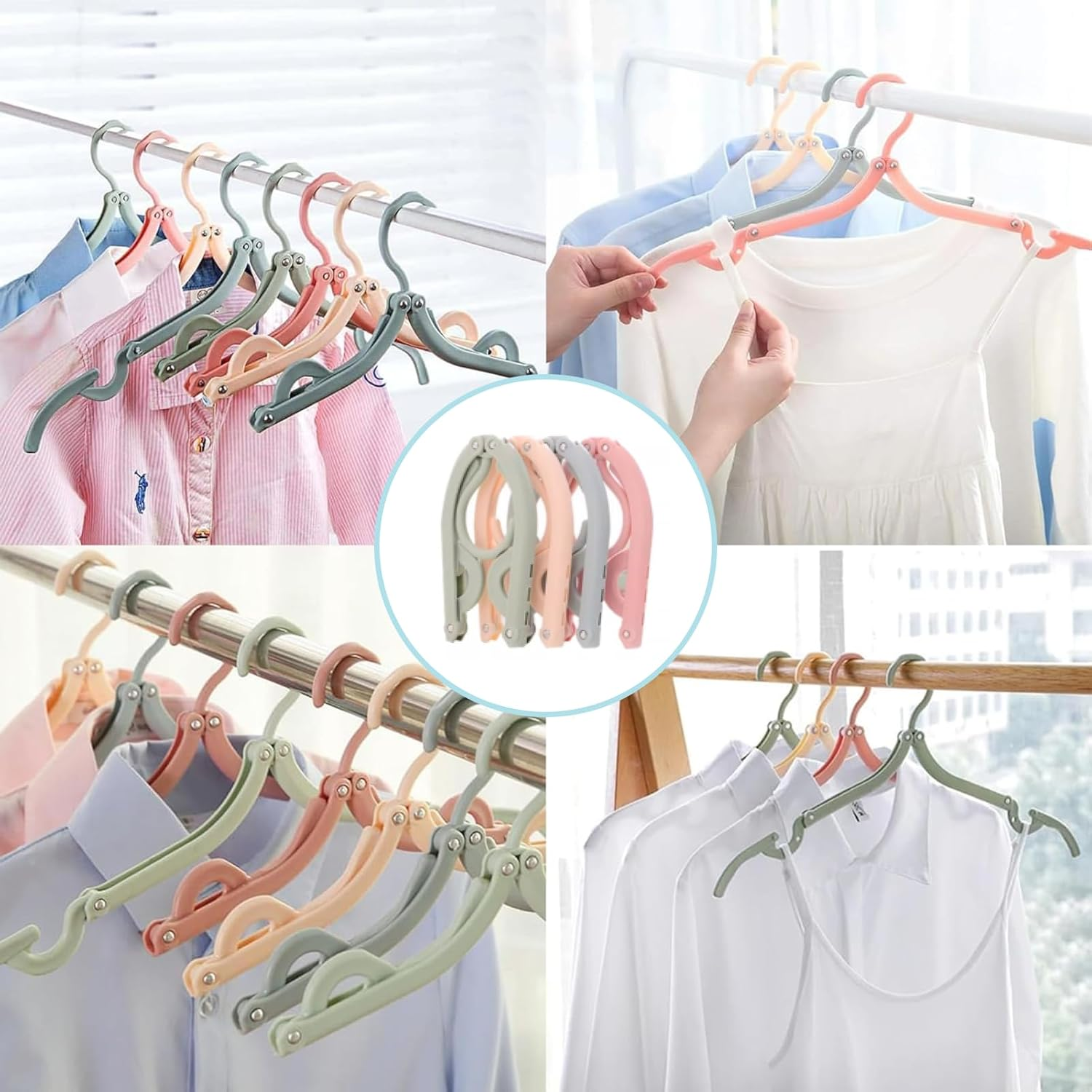 10PCS Portable Folding Clothes Hangers, Foldable Clothes Drying Rack for Travel, Lightweight and Compact Design, Perfect for Baby and Adult Clothes, for Camping, Hiking, and Home Use image number 2