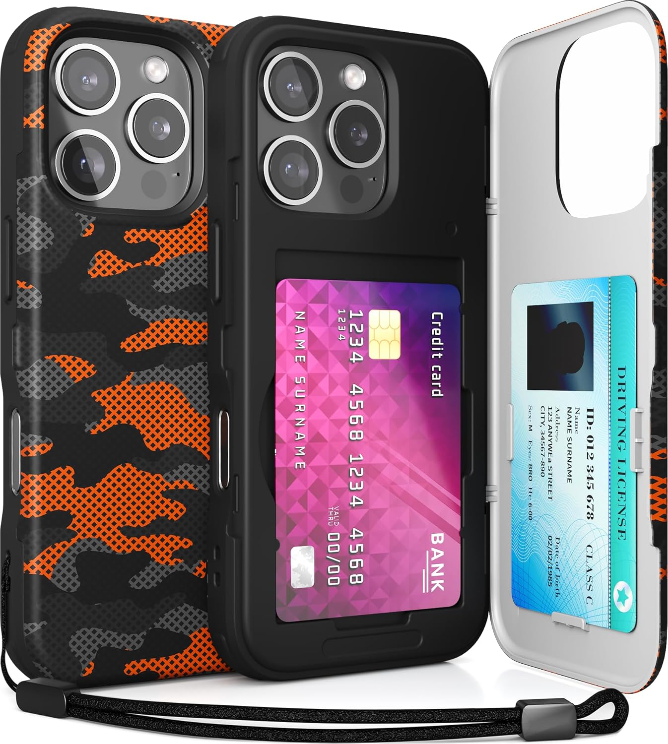 TORU for Iphone 16 Wallet Case with Card Holder, Hidden ID Credit Card Slot Flip Kickstand, Slim Fit Shockproof Heavy Duty Phone Cover with Strap - Green