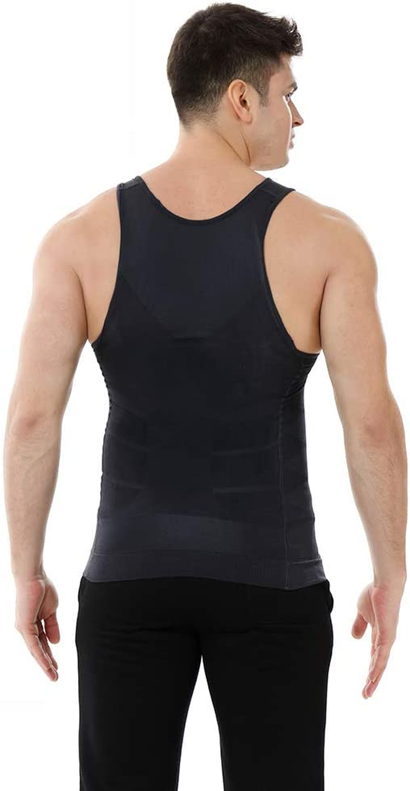 TOPTIE Men Slimming Body Shaper Compression Shirt Shapewear Sculpting Vest Muscle Tank image number 7