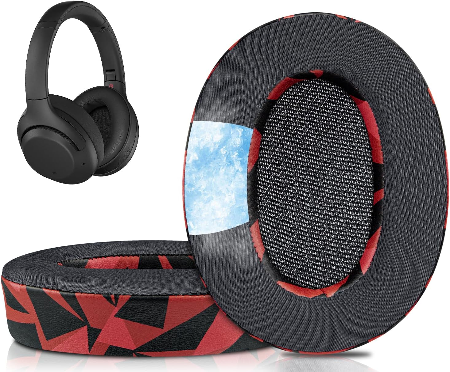 SOULWIT Cooling Gel Ear Pads Cushions for Sony WH-XB900N/WH-CH710N(WHCH710N WHCH710 CH710)/WH-CH720N(WHCH720 CH720)/WH-RF400(WHRF400)/MDR-RF895RK, Ear Pads Cushions with Noise Isolation Foam - Black