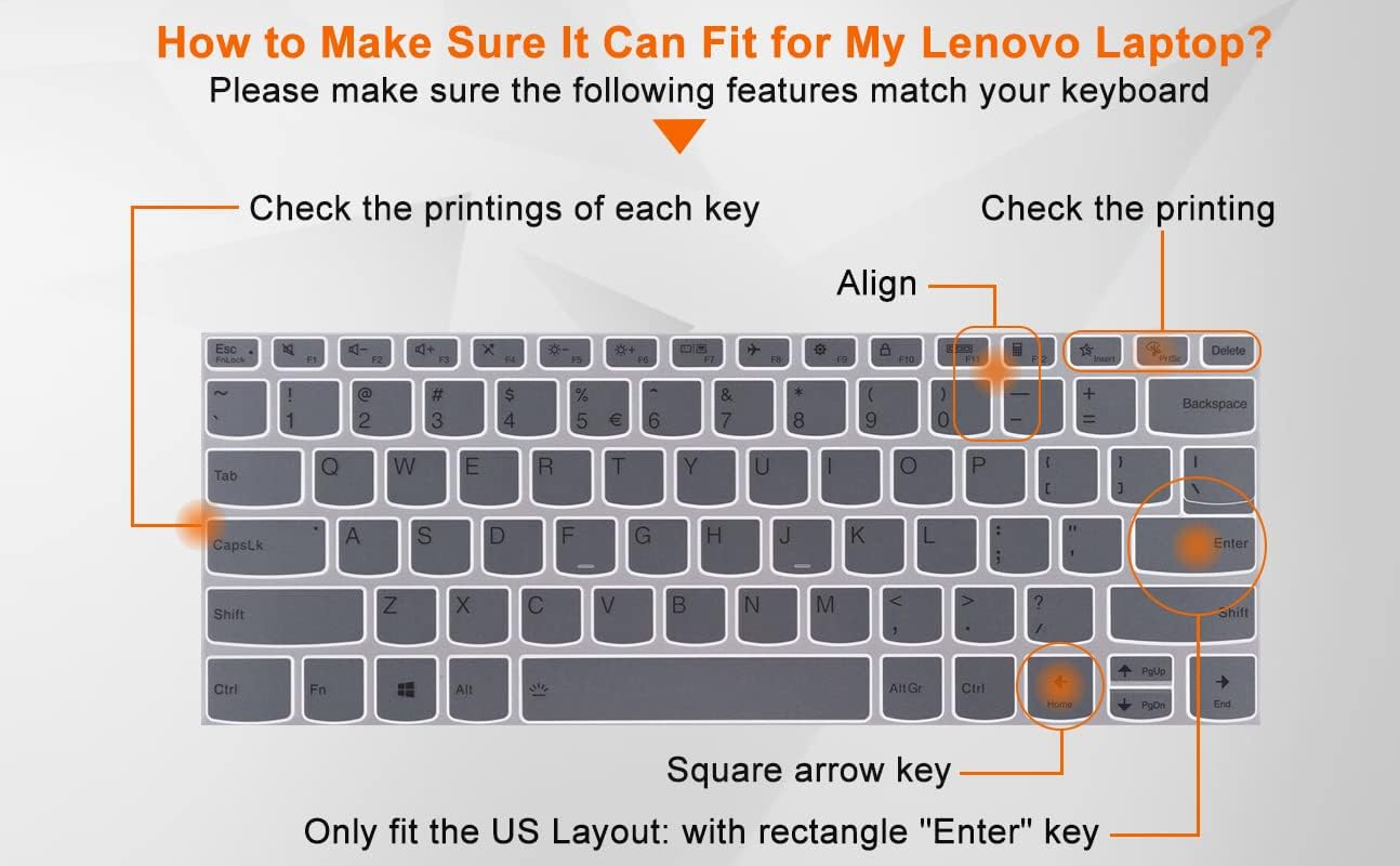 Silicone Keyboard Cover Skin for Lenovo Ideapad 3 14" 14ITL6 14ALC6 14ADA6 14Aba7/Lenvo Ideapad 5 14" 14ALC05 14IIL05 14ABA7, Ideapad 5I Pro 14, Ideapad 5 Pro 14" 14ITL6 14IAP7 Keyboard Protector image number 5