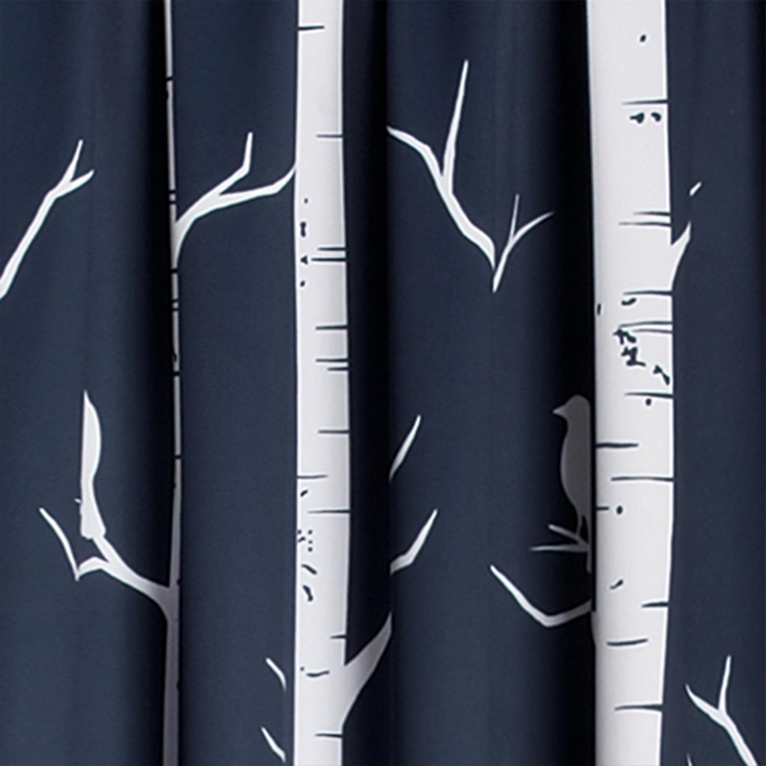 Lush Decor 16T000562 Bird on the Tree Room Darkening Window Panel Curtain Set, 84" X 52", Navy image number 2