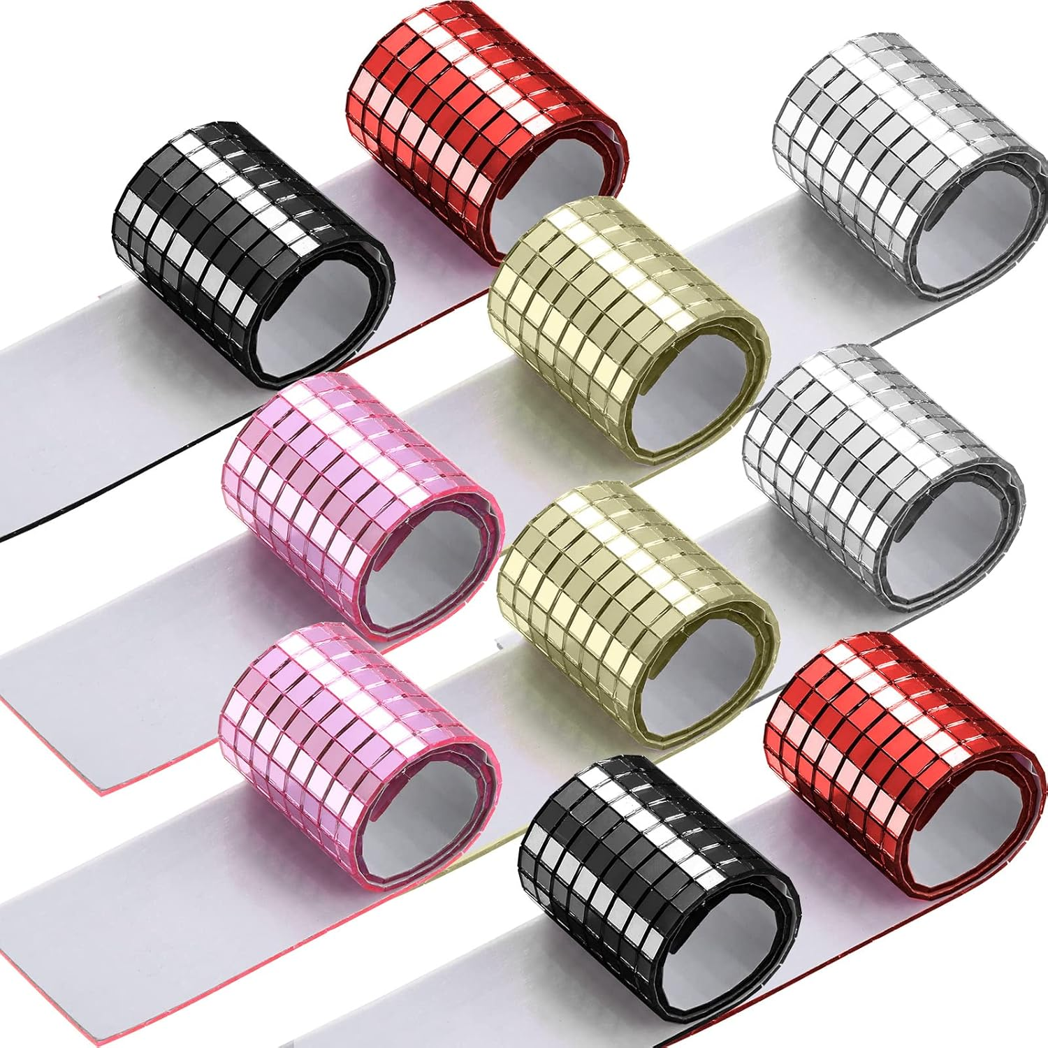 Queekay 4800 Pcs Disco Ball Self Adhesive Mirror Mosaic Tiles Glass 5 X 5 Mm Mini Disco Tiles Stickers Tape for Crafts Small Square Mirror for DIY Decoration(Blue)