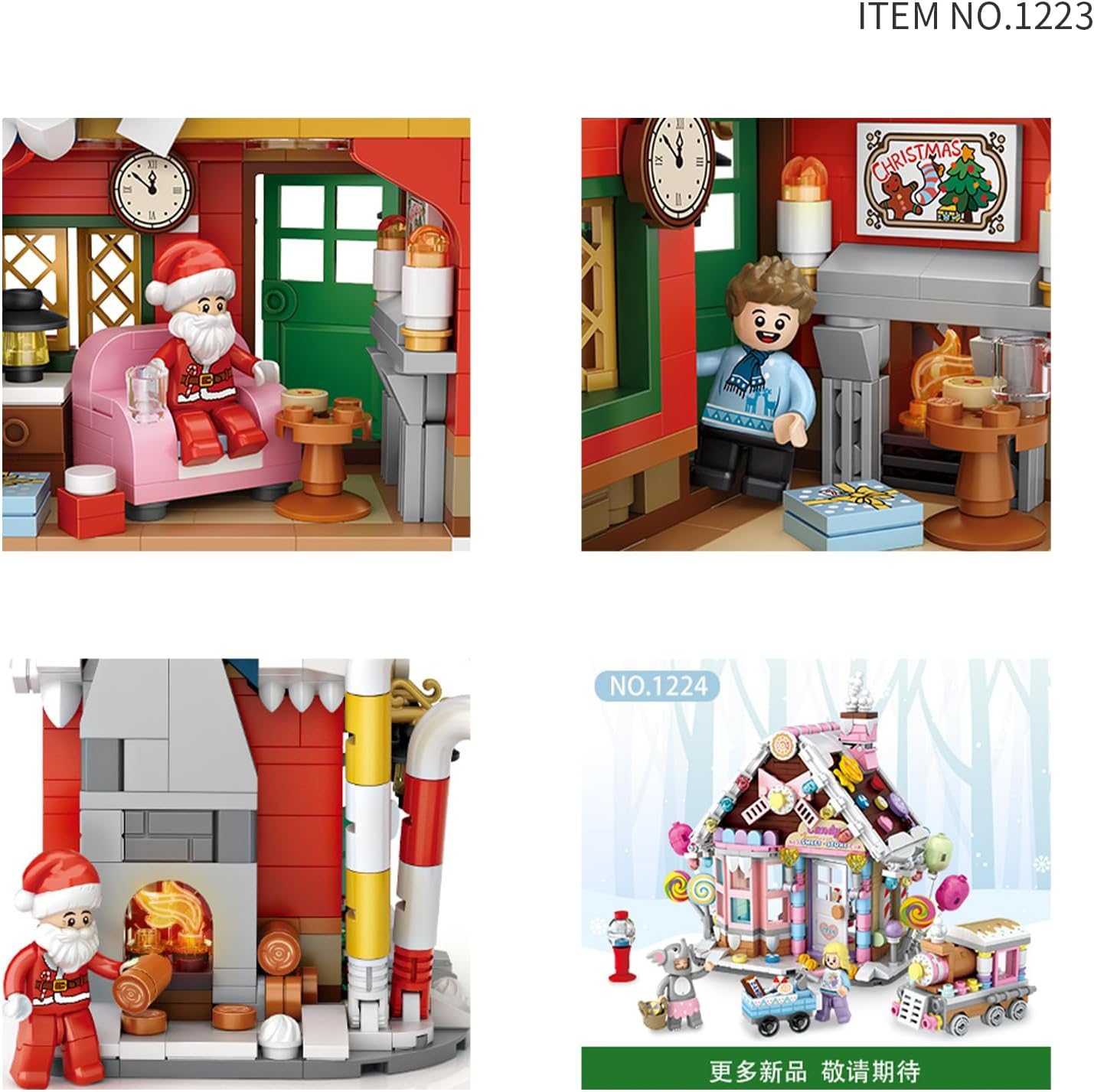 Christmas House Building Kit 788 PCS &ndash; Winter Holiday Village Santa Claus House with Sleigh, Dogs, Tree & Minifigures &ndash; Creative Construction Toys & Xmas Display