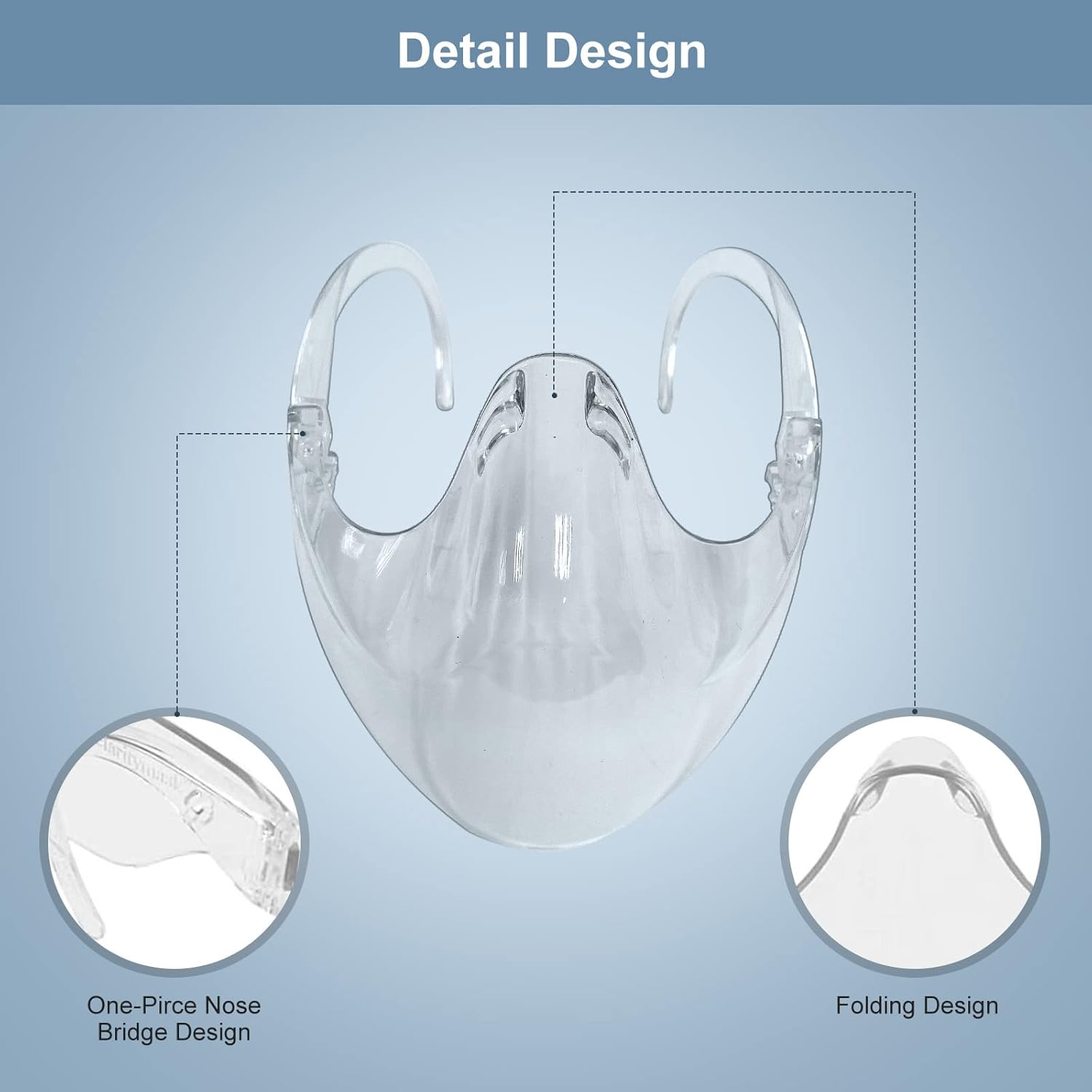 2PCS Transparent Face Shield, Lightweight Anti-Fog Protective Face Mask, Sturdy Breathable Visible Expression Face Mask, Plastic Reusable Washable Clear Face Shield for Men and Women image number 6