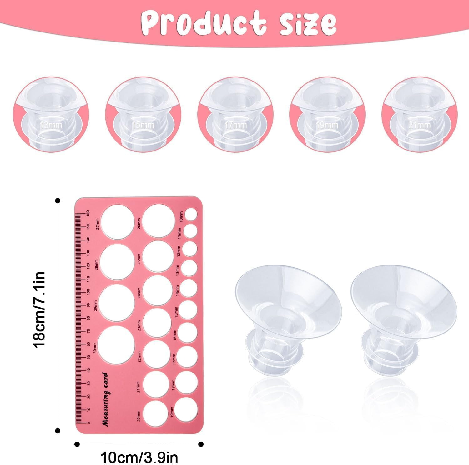 Breast Pump Flange Inserts with Soft Ruler & Nipple Ruler, 5 Sizes (13-21Mm) Silicone Replacements Breast Pump Accessories, Compatible with S1/S2/S9/S10/S12 Spectra & Momcozy Pumps (12 Pcs) image number 1