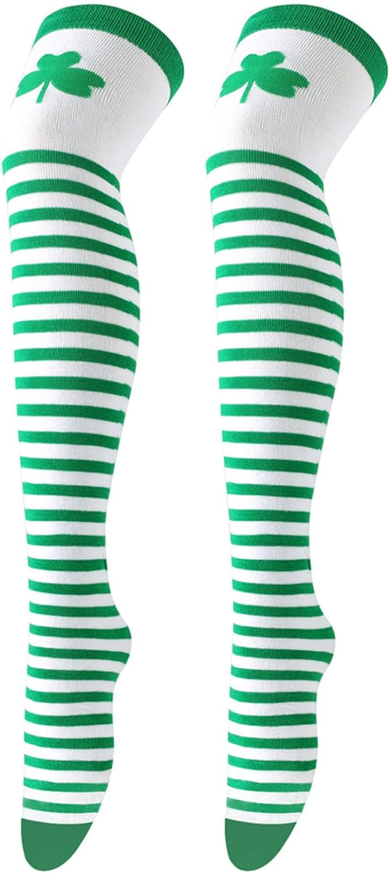 LERTREE over Knee Stockings Irish Party Socks & Green Stripe Fingerless Arm Warmer Gloves for St. Patrick&rsquo;S Day Costume for Women image number 6
