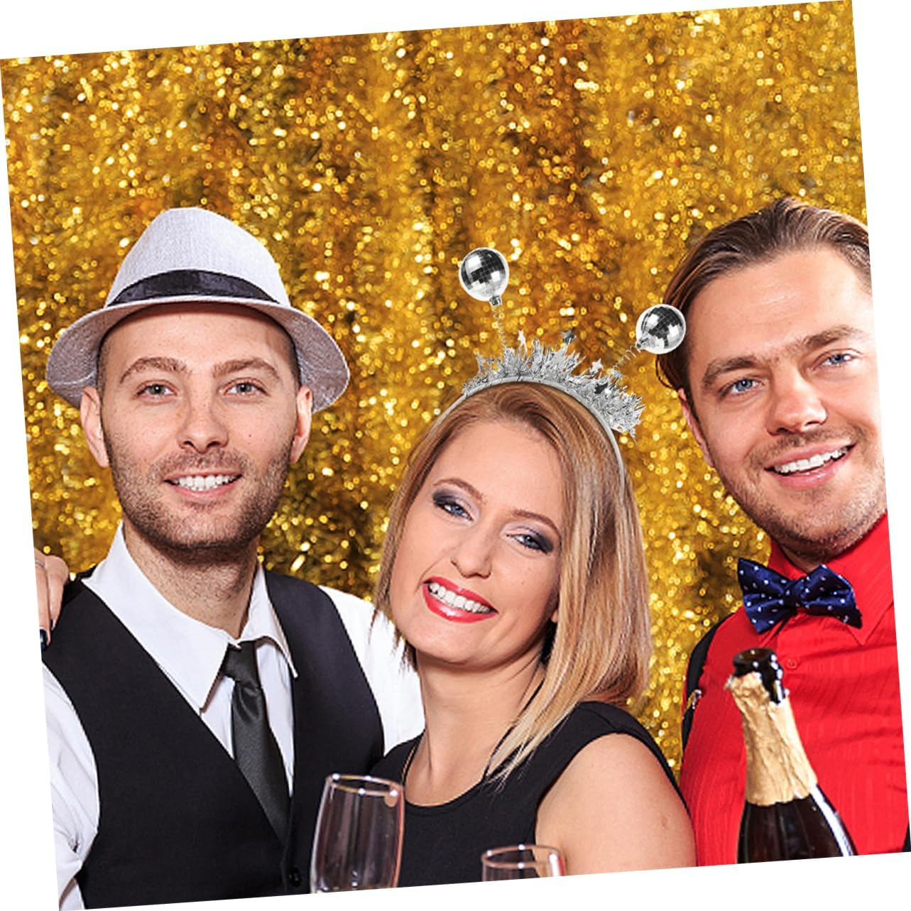 DEARMAMY 2Pcs Disco Ball Headbands for Women Fashion Headpiece for Halloween Parties Carnival Hairband Padded Comfort