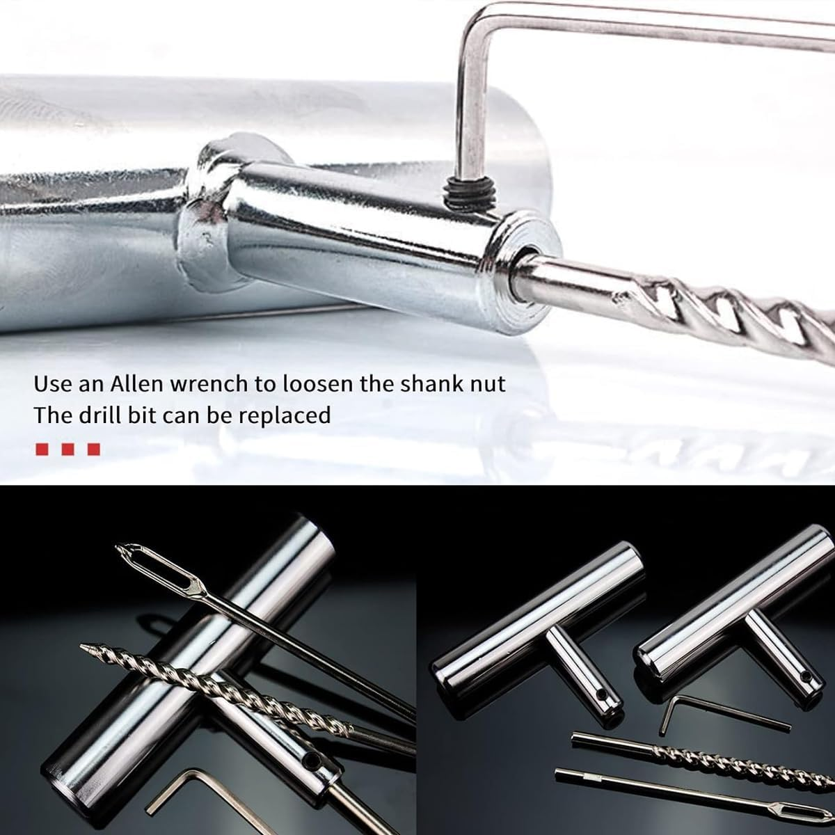 AIMALL 23PCS Tyre Repair Kit for Car Truck Motorcycle Bicycle, Emergency Puncture Plug Patch Set with T-Handle Reamer, Valve Core Tool, 15 Strips, Case 6.69X5.71X1.02In image number 5