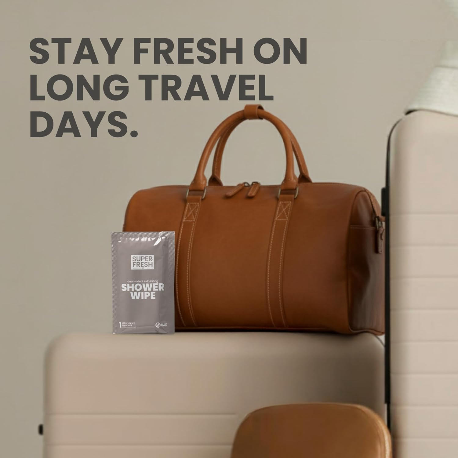 Super Fresh Shower Wipes Large Sandalwood Body Wipes for No Rinse Bathing Personal Hygiene Gym Travel or Camping Enriched with Aloe and Vitamin E 10 Individually Wrapped Disposable Sheets image number 2