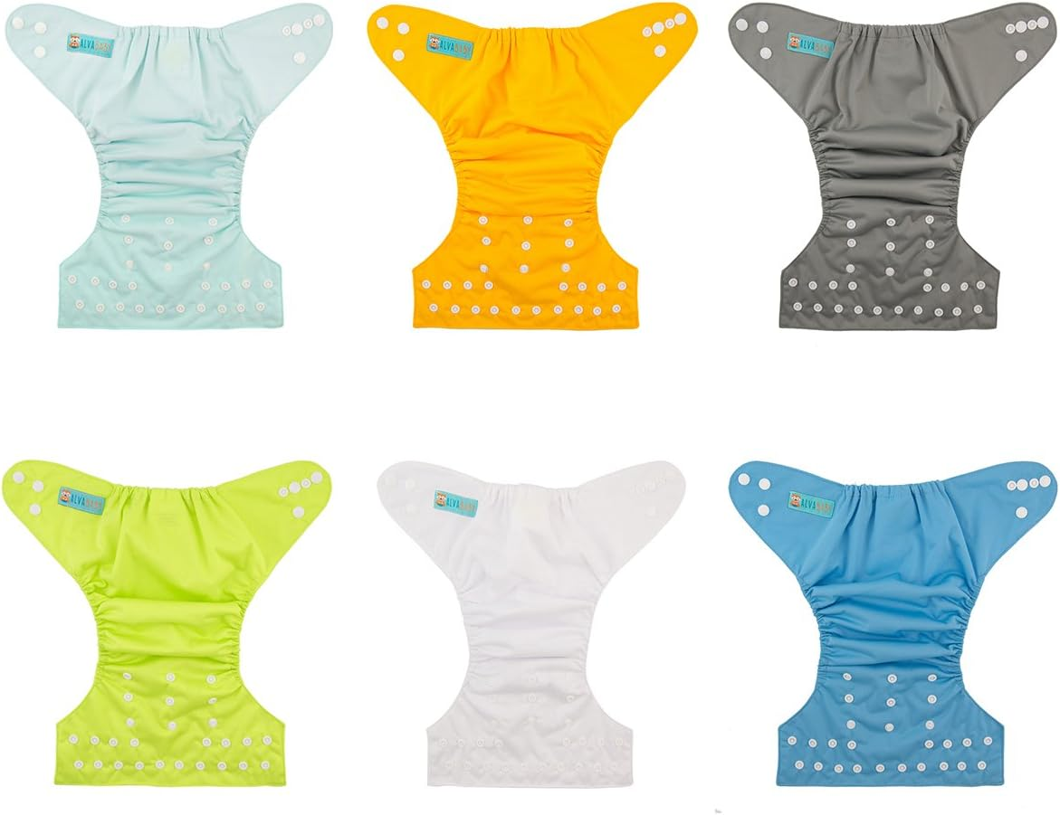 ALVABABY Baby Cloth Diapers 6 Packs with 12 Pcs 4-Layer Rayon from Bboo Inserts Adjustable Washable Reusable 6BM98-MB-AU image number 1