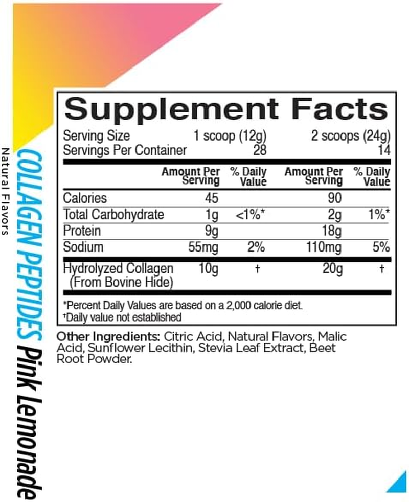 Rule1 R1 Collagen Peptides Hair Skin Nail & Joint Support Supplement 336 G, Pink Lemonade (28 Servings)