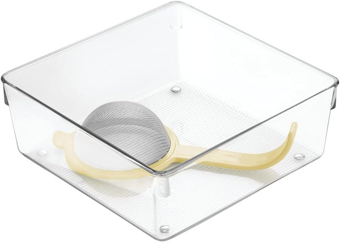 Interdesign Linus Kitchen Drawer Organizer for Silverware, Spatulas, Gadgets - 8" X 8" X 3", Clear image number 6