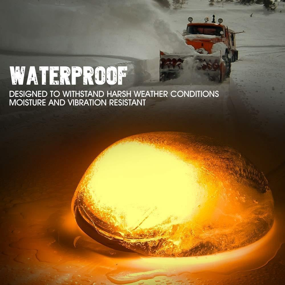 HOCOLO Amber LED Cab Marker Lights Roof Top Running Clearance Lights for Truck SUV Pickup (Black Smoked Lens with T10 Amber Light) - Amber,Yellow image number 3