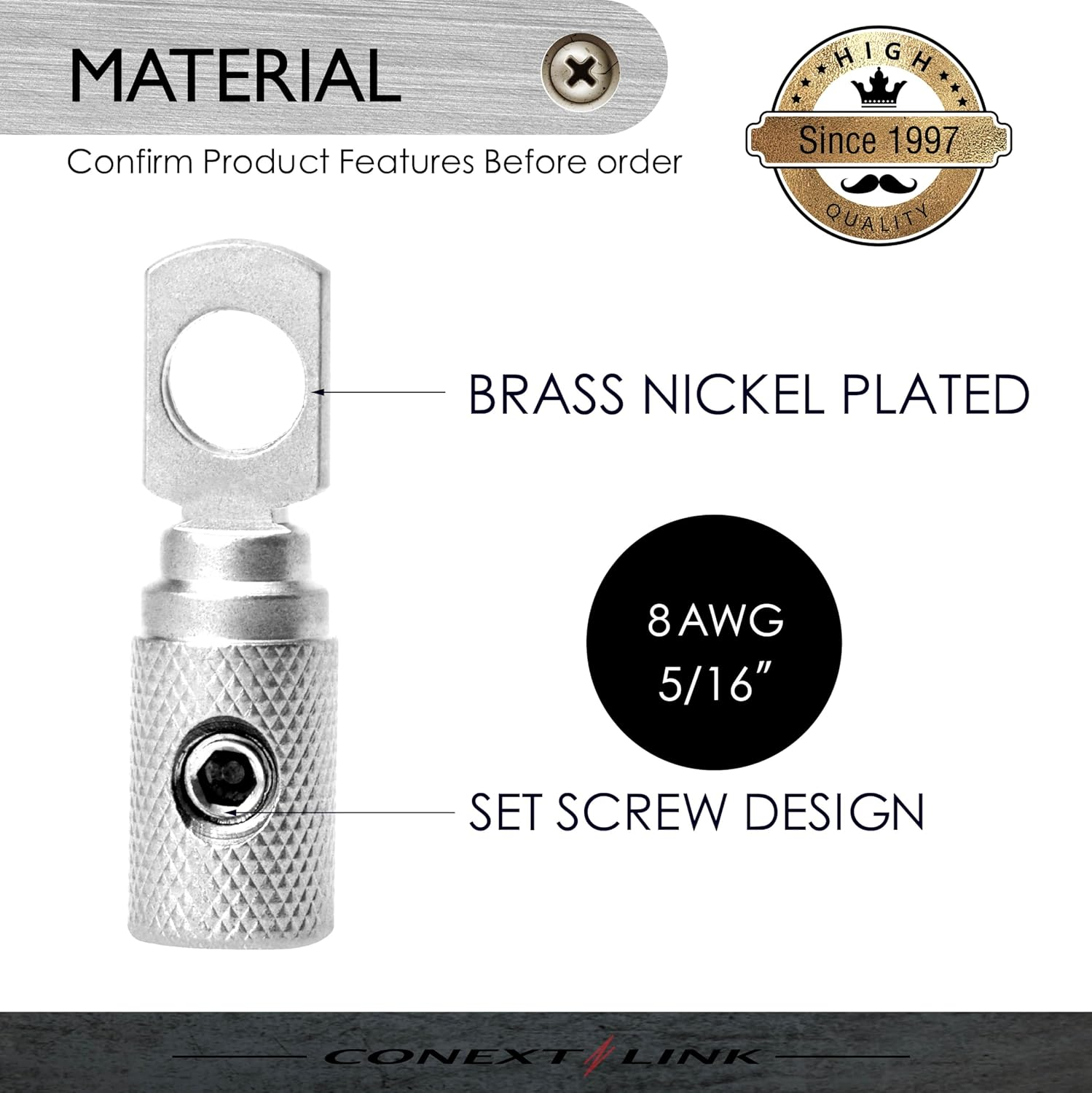 Conext Link RT8N-2 Series Set Screw Ring Terminal 2 Pack Nickel 8 Gauge image number 3