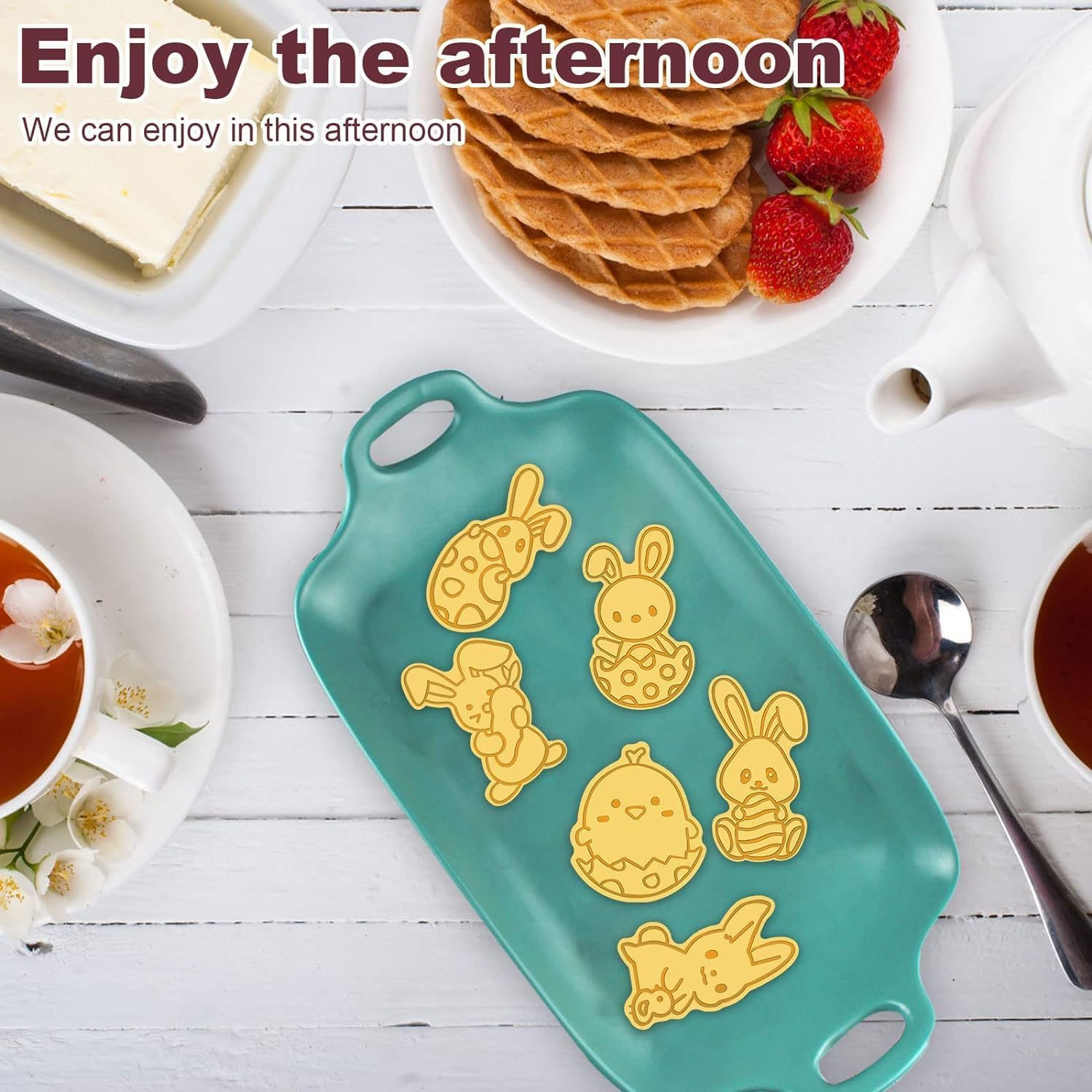 Easter Cookie Cutters Set, 6 Pcs Cookie Cutter with Plunger Stamps, 3D Cookie Stamps for Easter Biscuit Snacks Cheese Baking image number 2